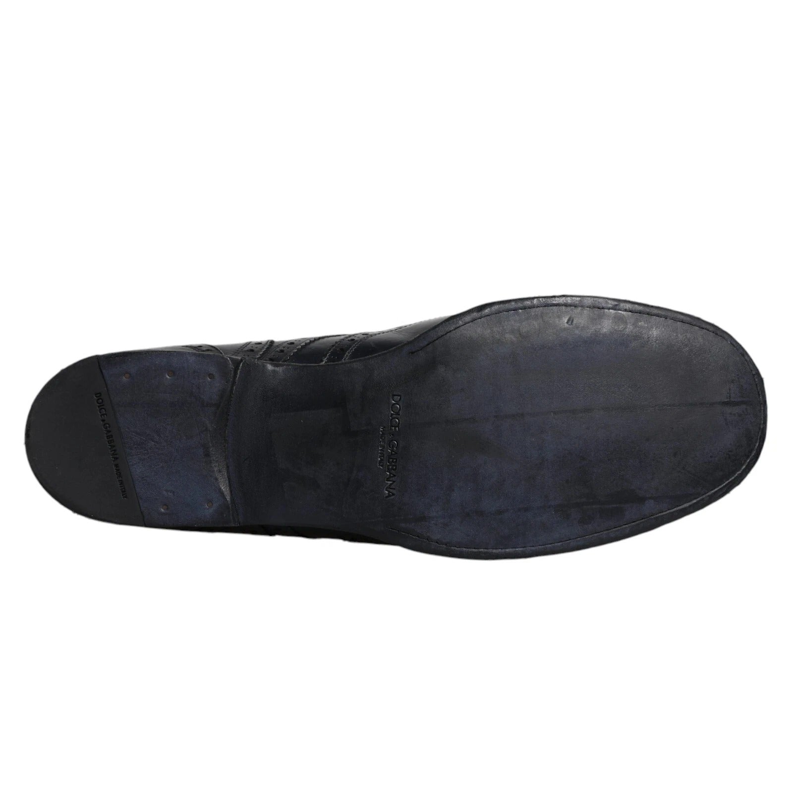 Chaussures habillées Derby à bout golf en cuir bleu foncé Dolce &amp; Gabbana