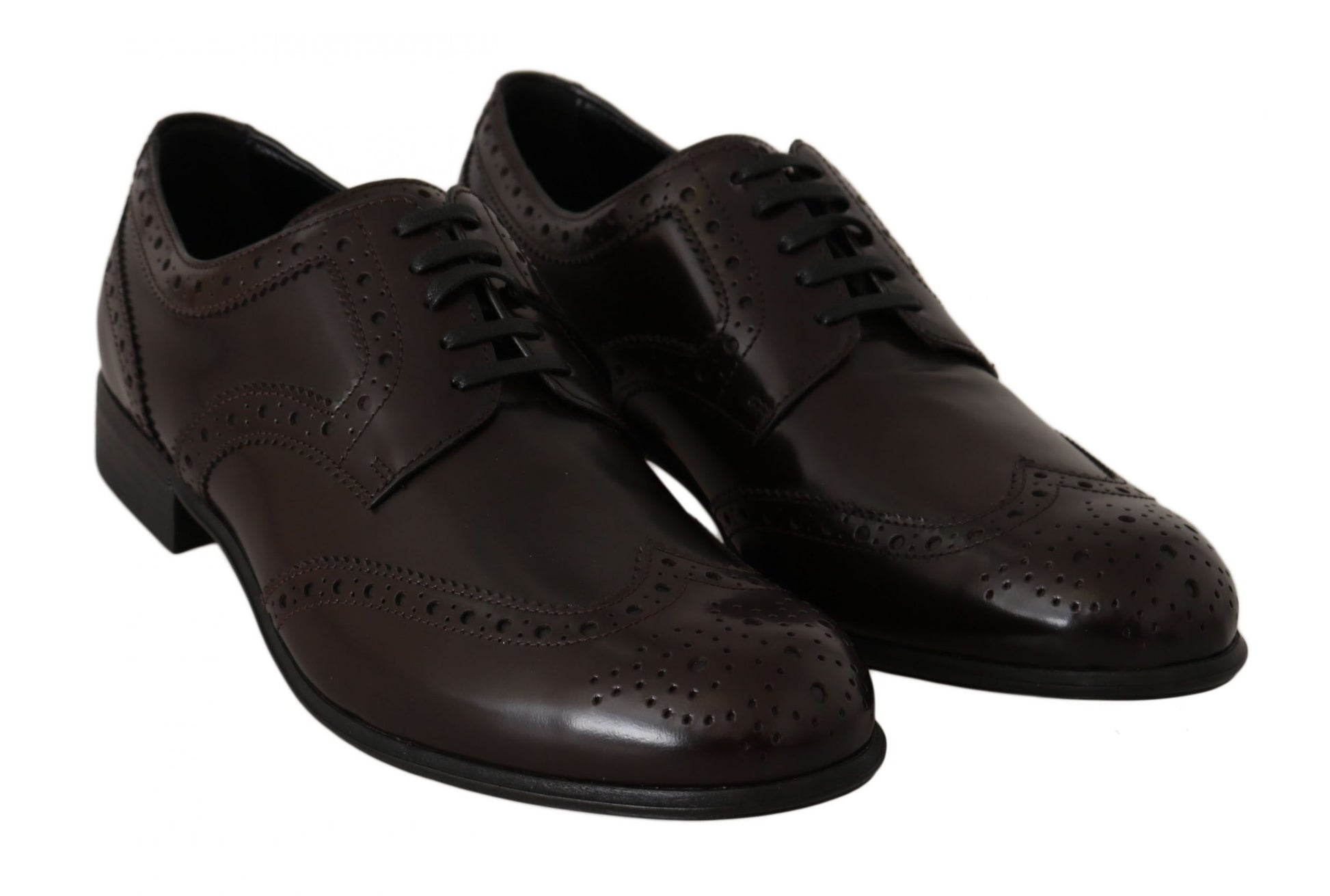Chaussures Oxford à bout golf Broques en cuir marron Dolce &amp; Gabbana