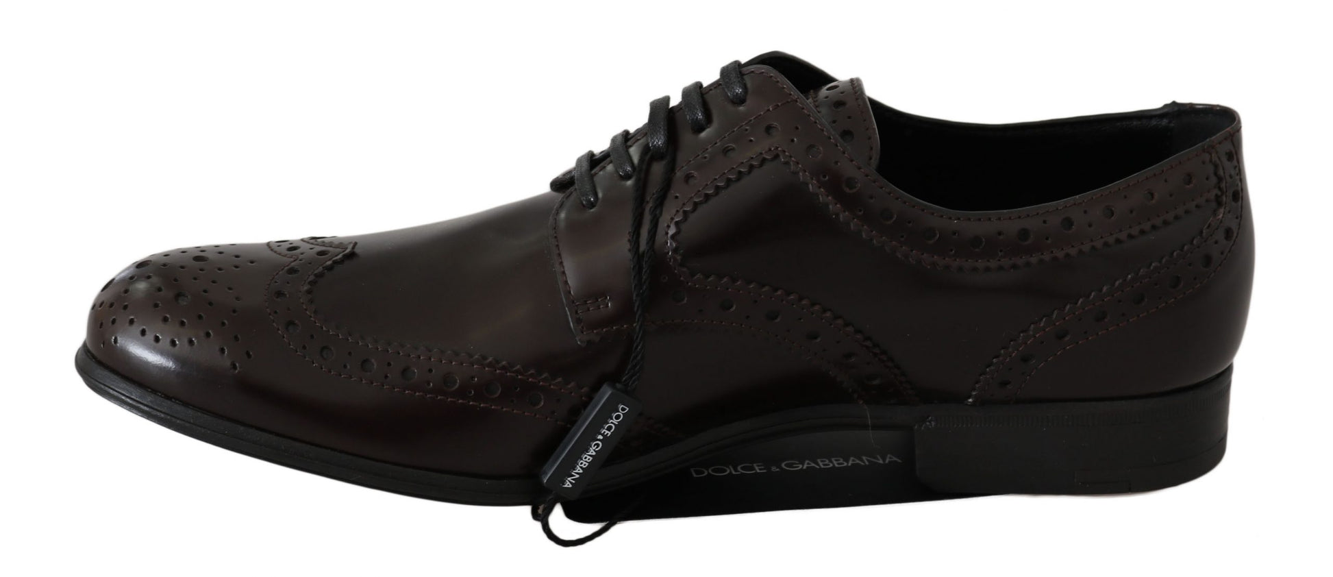 Chaussures Oxford à bout golf Broques en cuir marron Dolce &amp; Gabbana