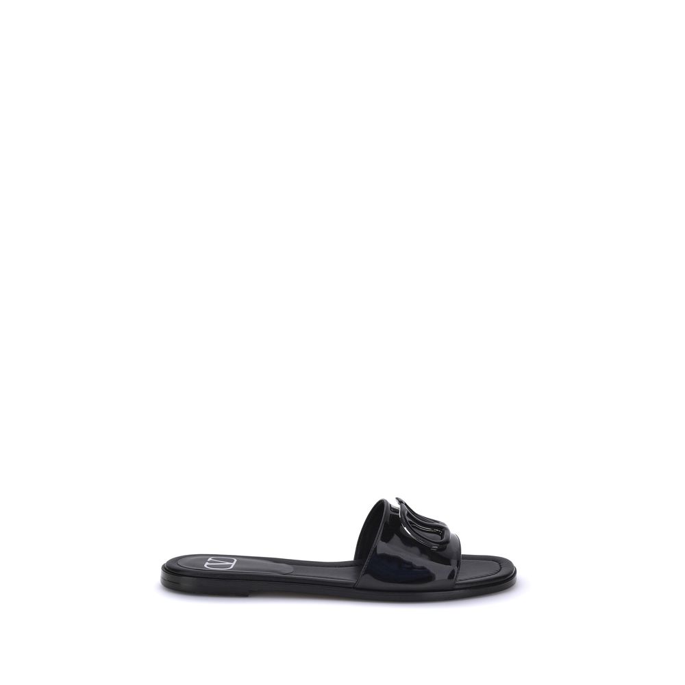 Valentino Garavani Sandales à glissière en cuir verni VLogo