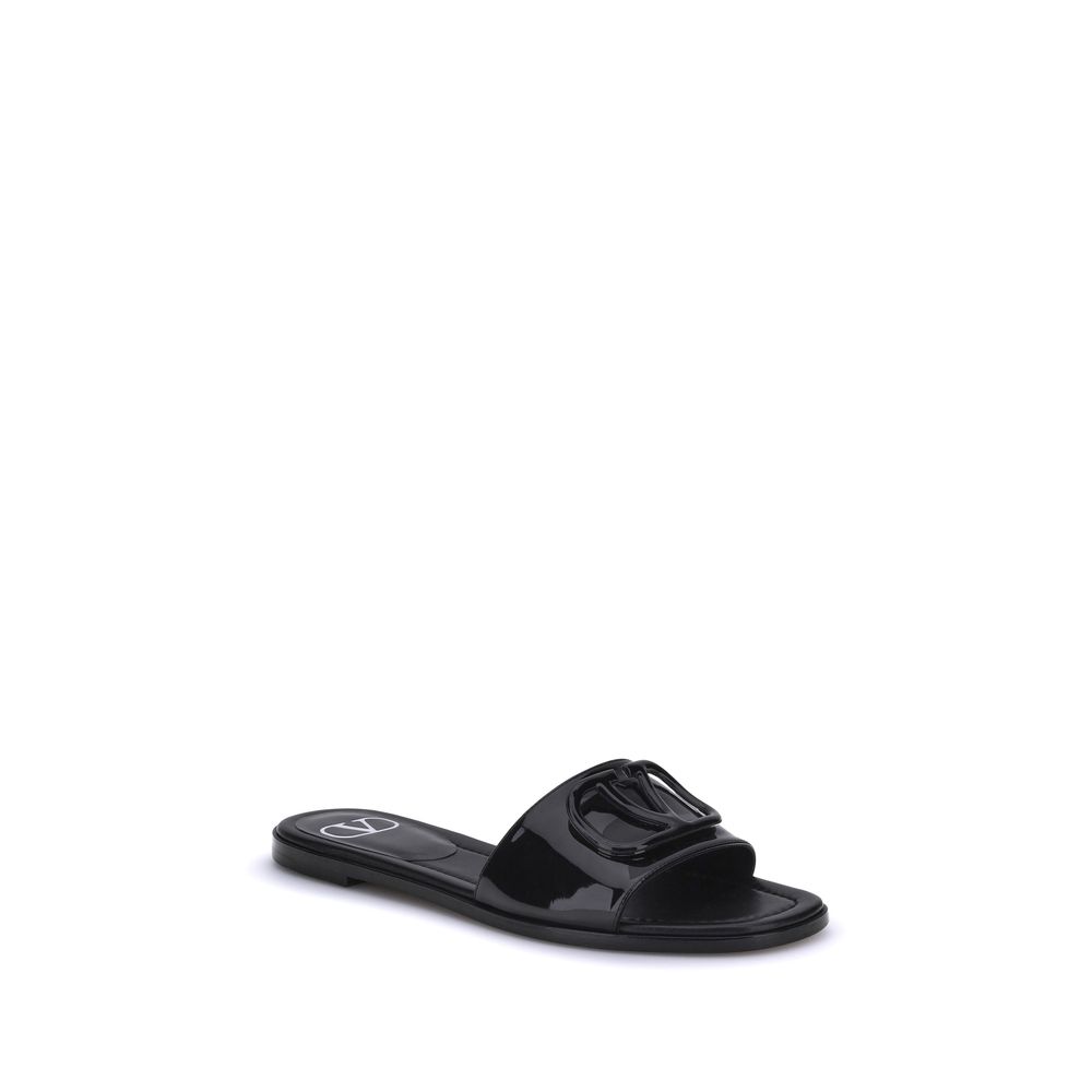 Valentino Garavani Sandales à glissière en cuir verni VLogo