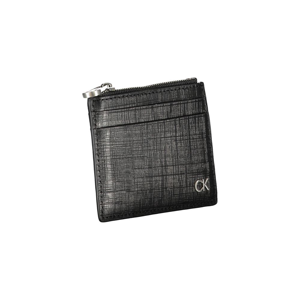 Portefeuille en cuir noir Calvin Klein
