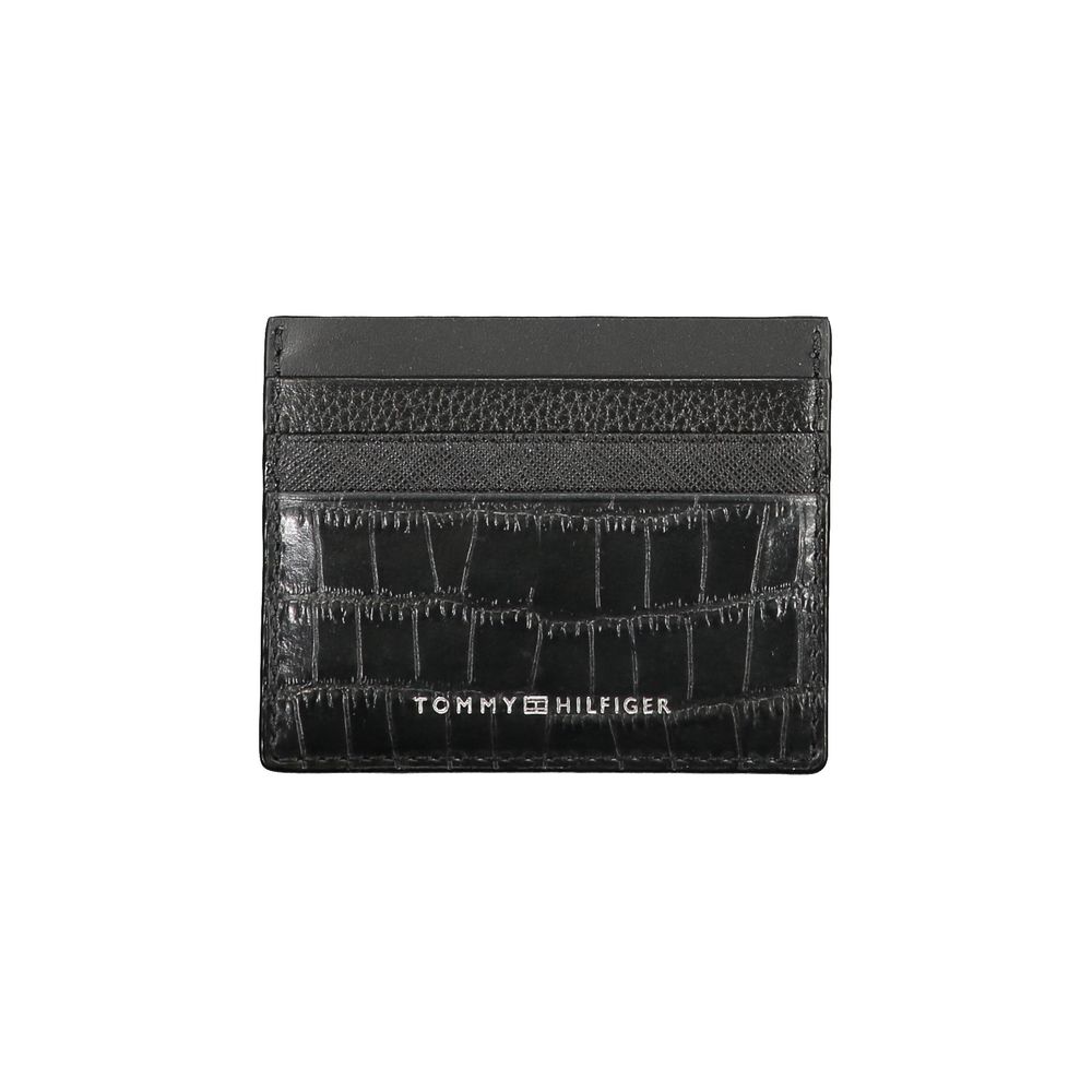 Portefeuille en cuir noir Tommy Hilfiger