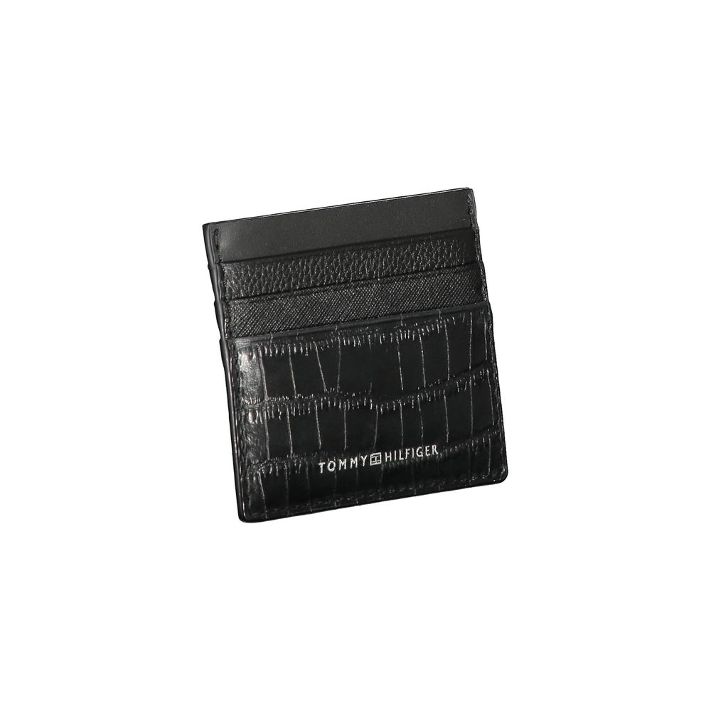 Portefeuille en cuir noir Tommy Hilfiger
