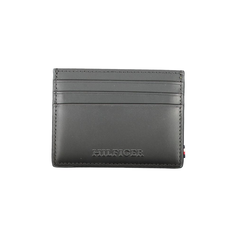 Portefeuille en cuir noir Tommy Hilfiger