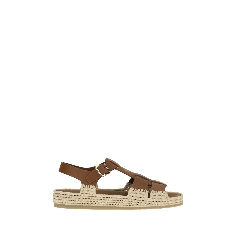 Sandales Prada en cuir et raphia