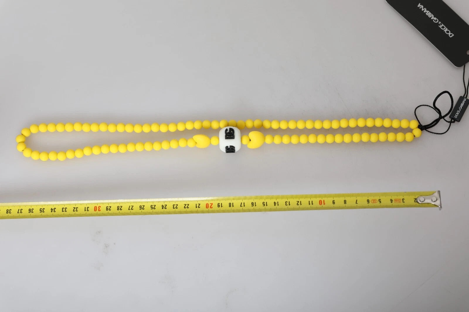 Collier Dolce &amp; Gabbana à chaîne de perles jaunes et logo DG