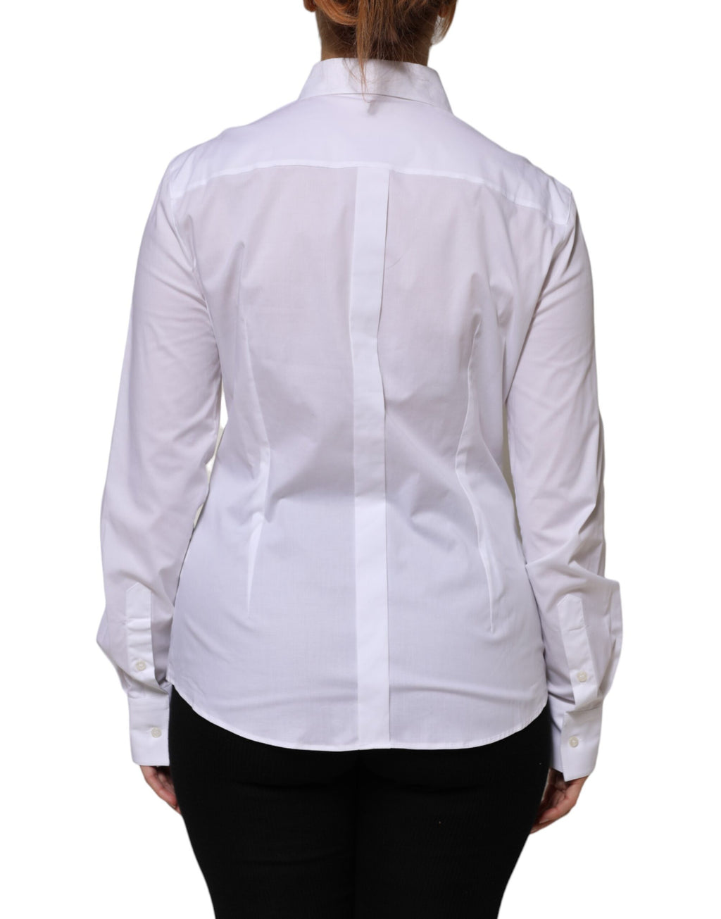Dolce &amp; Gabbana - Haut chemise à manches longues en coton blanc avec col