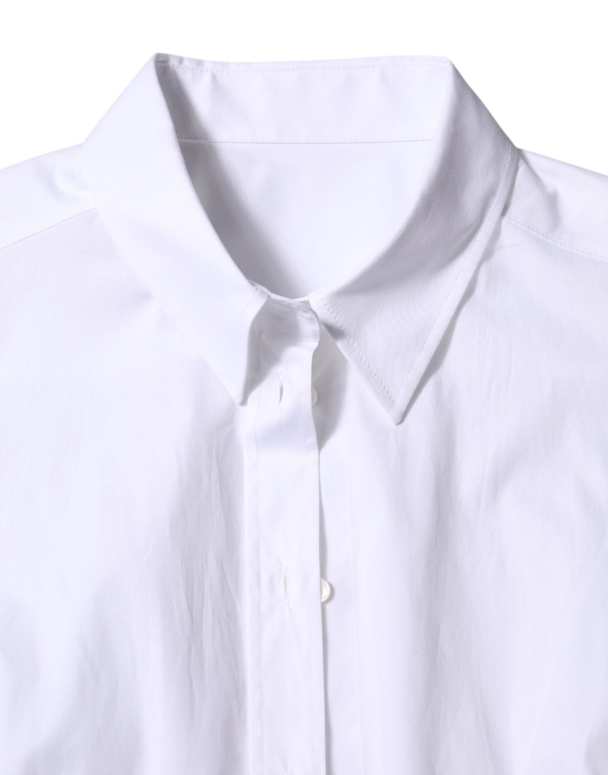 Dolce &amp; Gabbana - Haut chemise à manches longues en coton blanc avec col