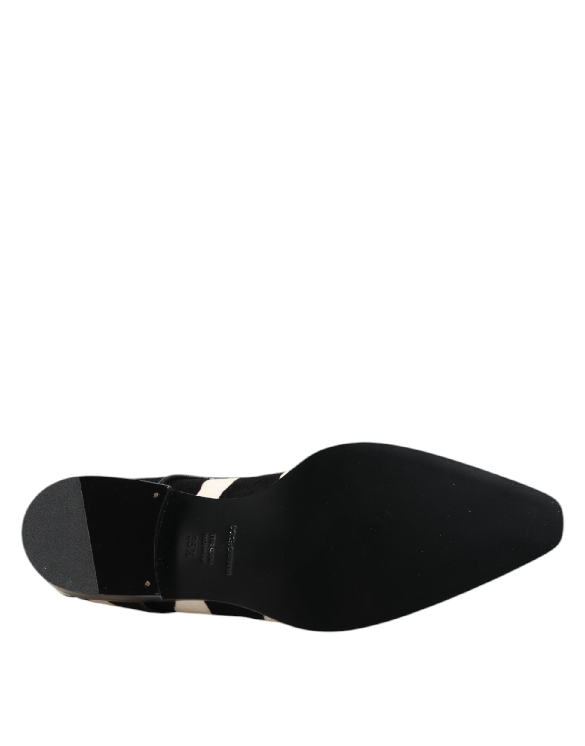 Chaussures habillées en fourrure de poney zébrée noire et blanche Dolce &amp; Gabbana