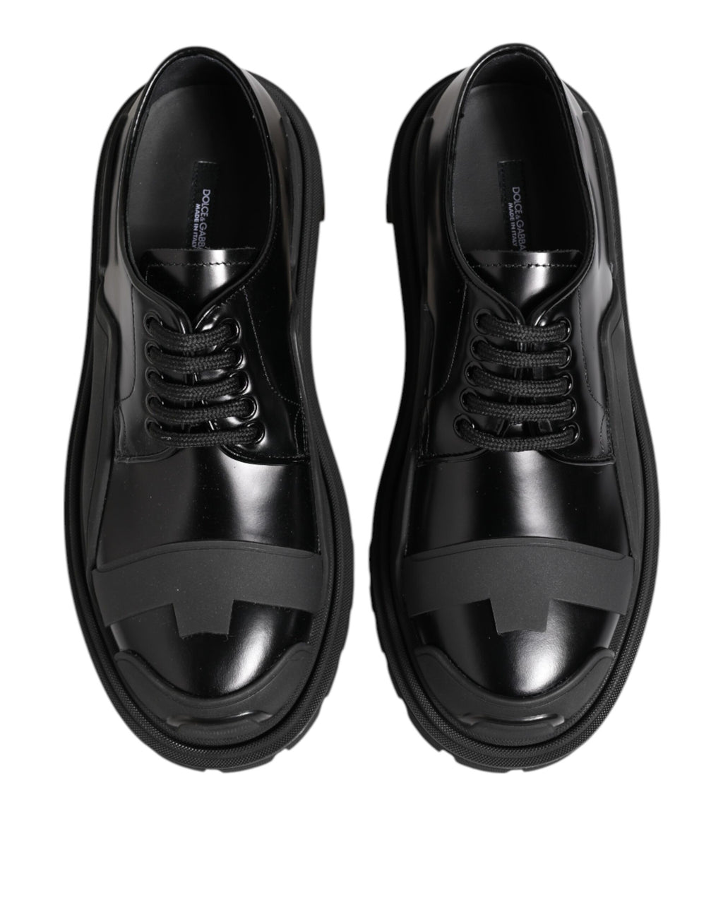 Chaussures de randonnée en cuir verni noir Dolce &amp; Gabbana