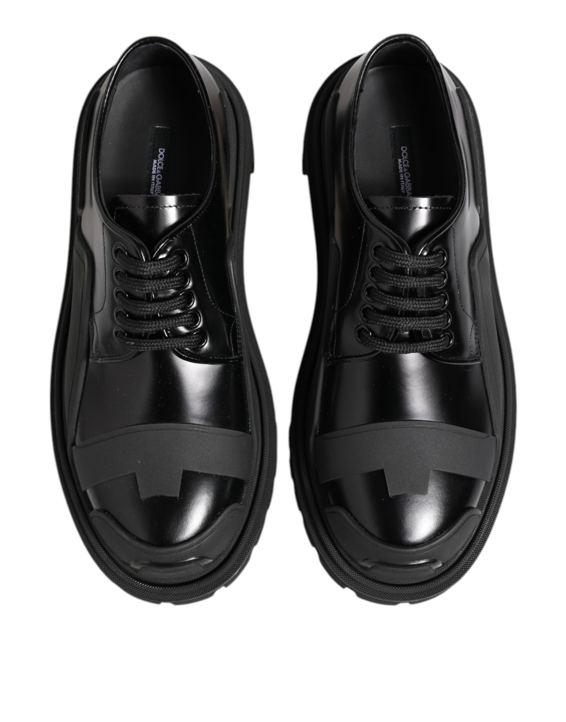 Chaussures de randonnée en cuir verni noir Dolce &amp; Gabbana