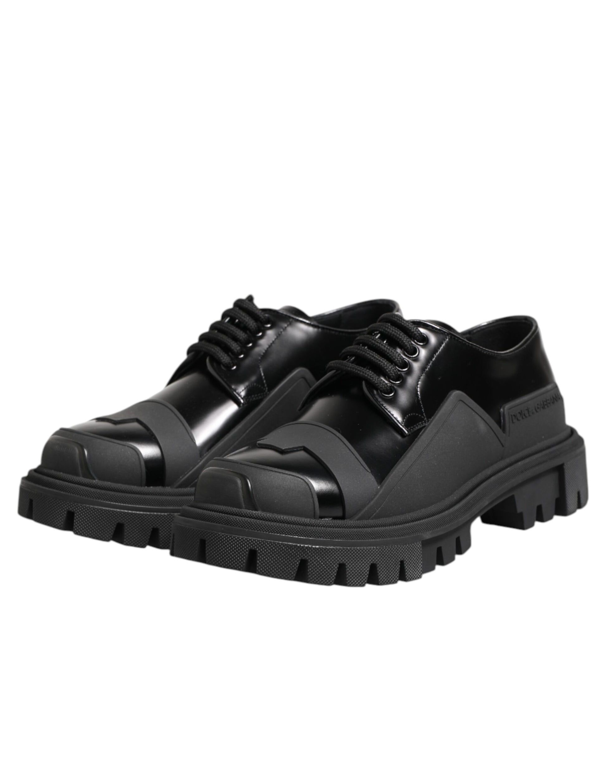 Chaussures de randonnée en cuir verni noir Dolce &amp; Gabbana