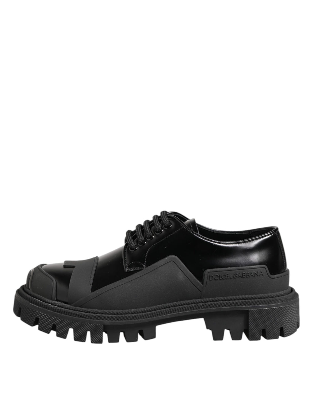 Chaussures de randonnée en cuir verni noir Dolce &amp; Gabbana
