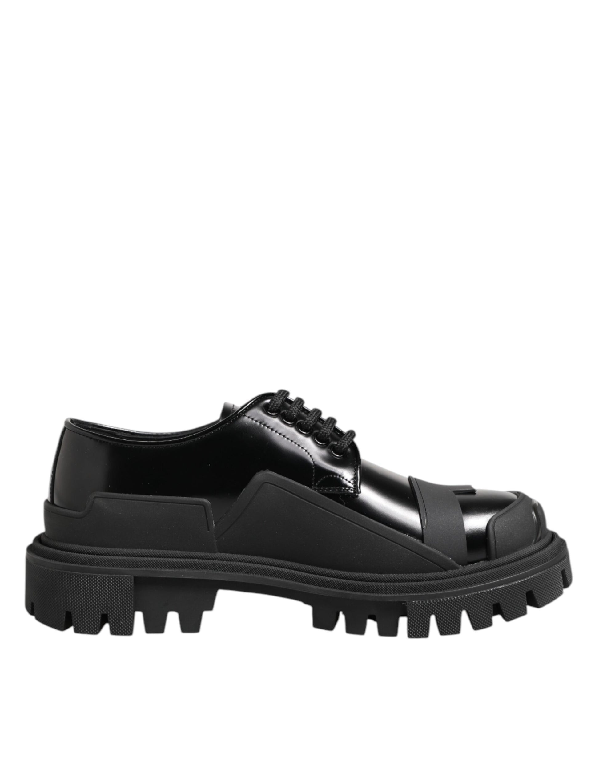 Chaussures de randonnée en cuir verni noir Dolce &amp; Gabbana