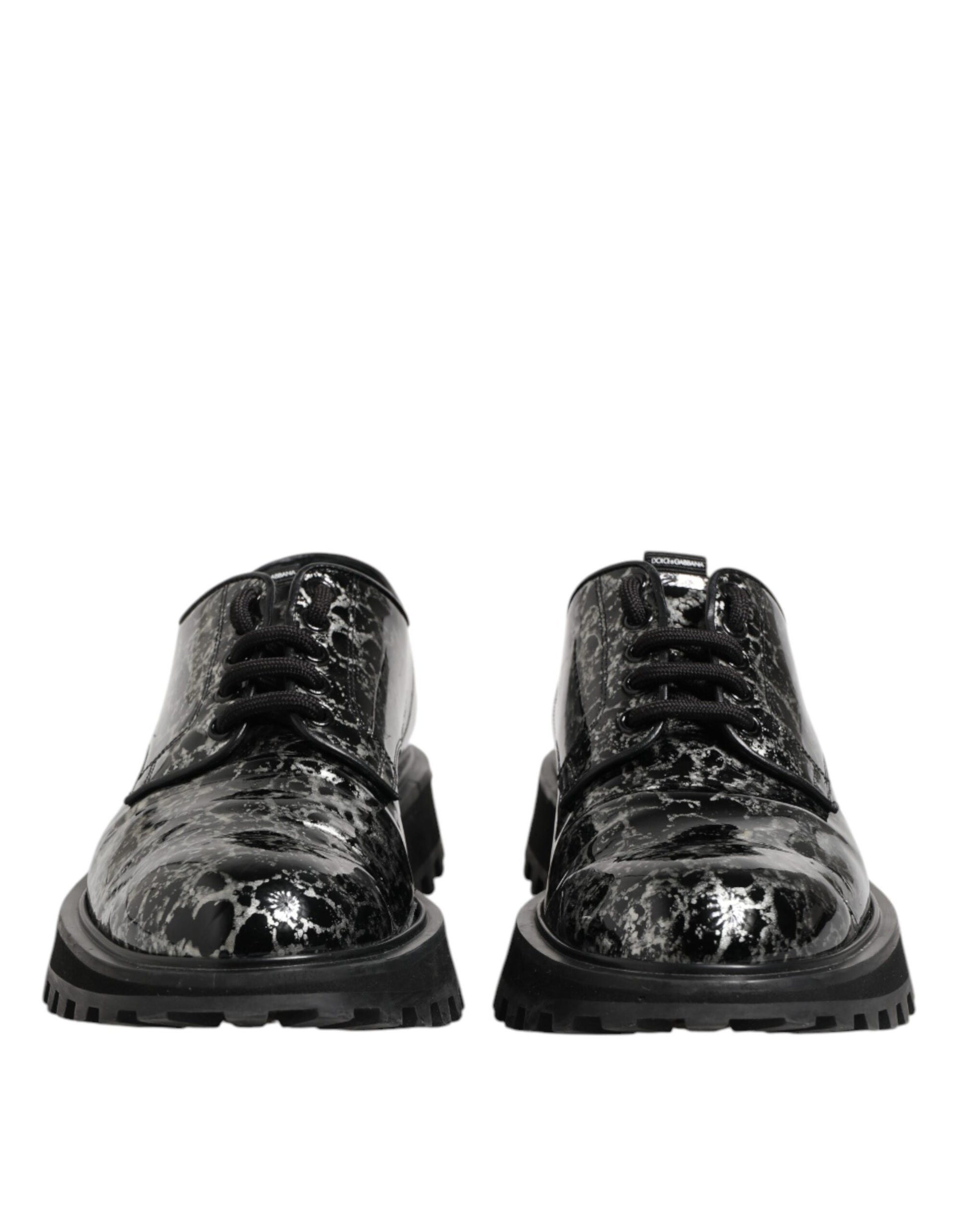 Chaussures derby épaisses Dolce &amp; Gabbana en cuir de veau noir et blanc