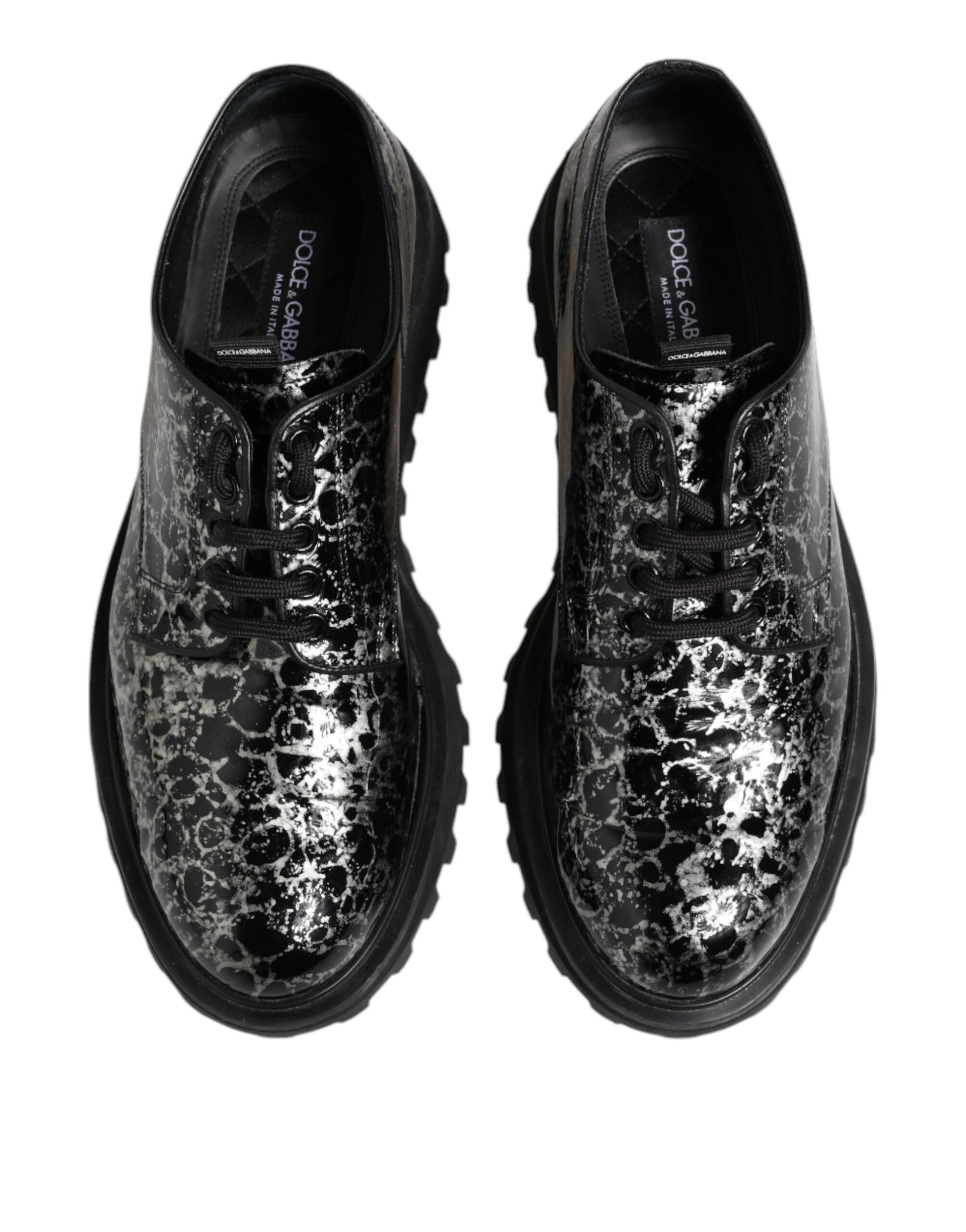 Chaussures derby épaisses Dolce &amp; Gabbana en cuir de veau noir et blanc