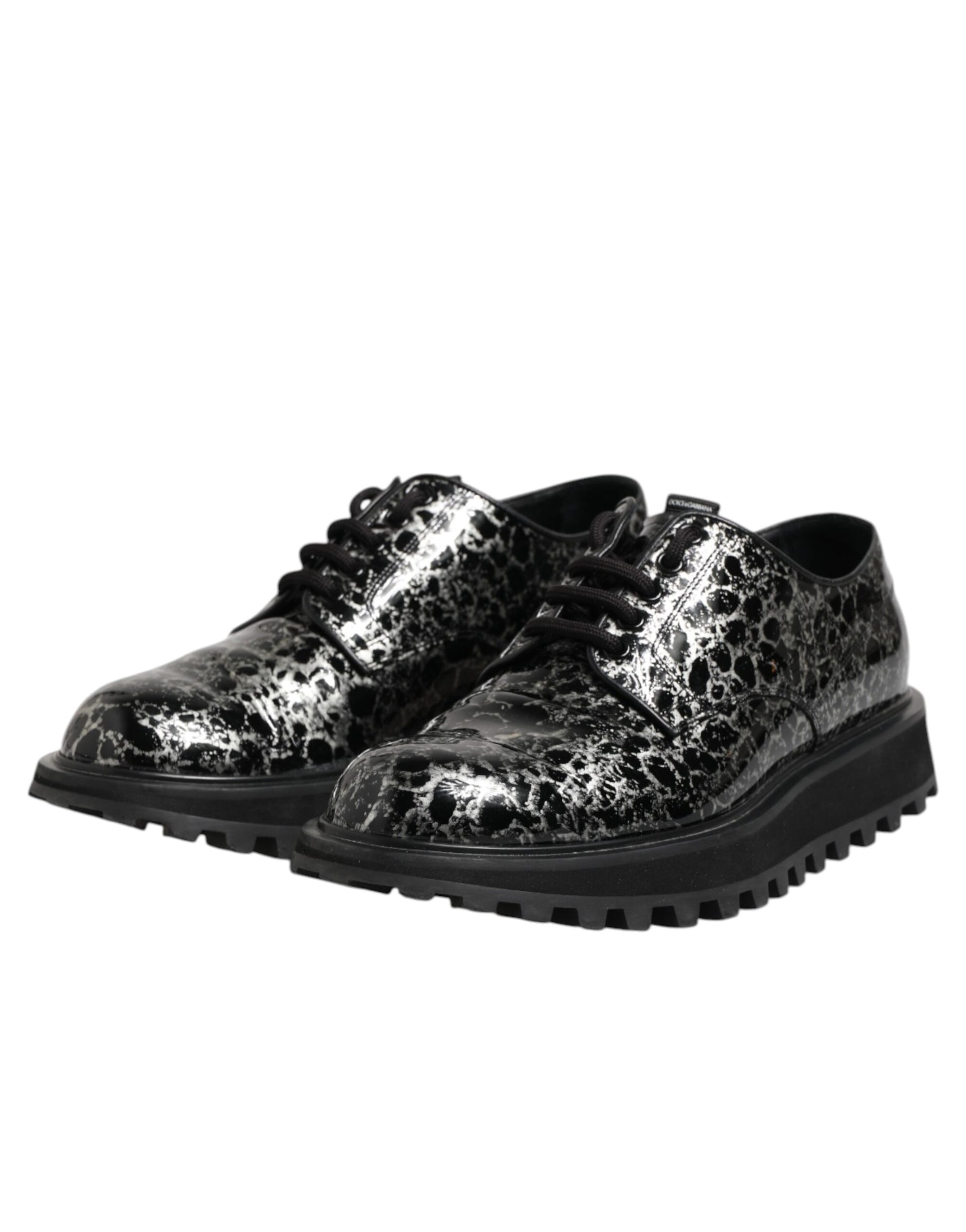 Chaussures derby épaisses Dolce &amp; Gabbana en cuir de veau noir et blanc