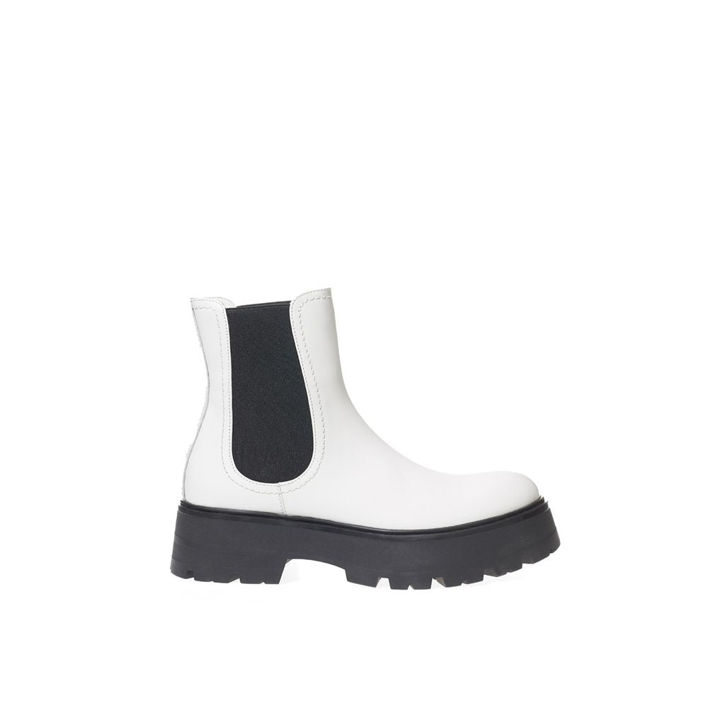 Bottes en cuir noir et blanc Alexander McQueen