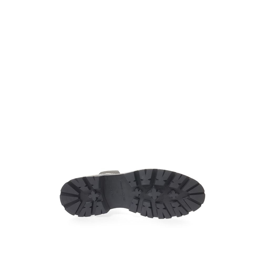 Bottes en cuir noir et blanc Alexander McQueen