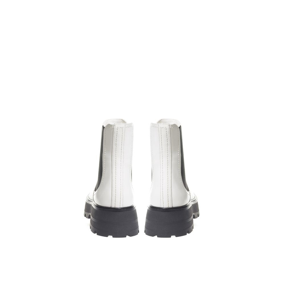 Bottes en cuir noir et blanc Alexander McQueen