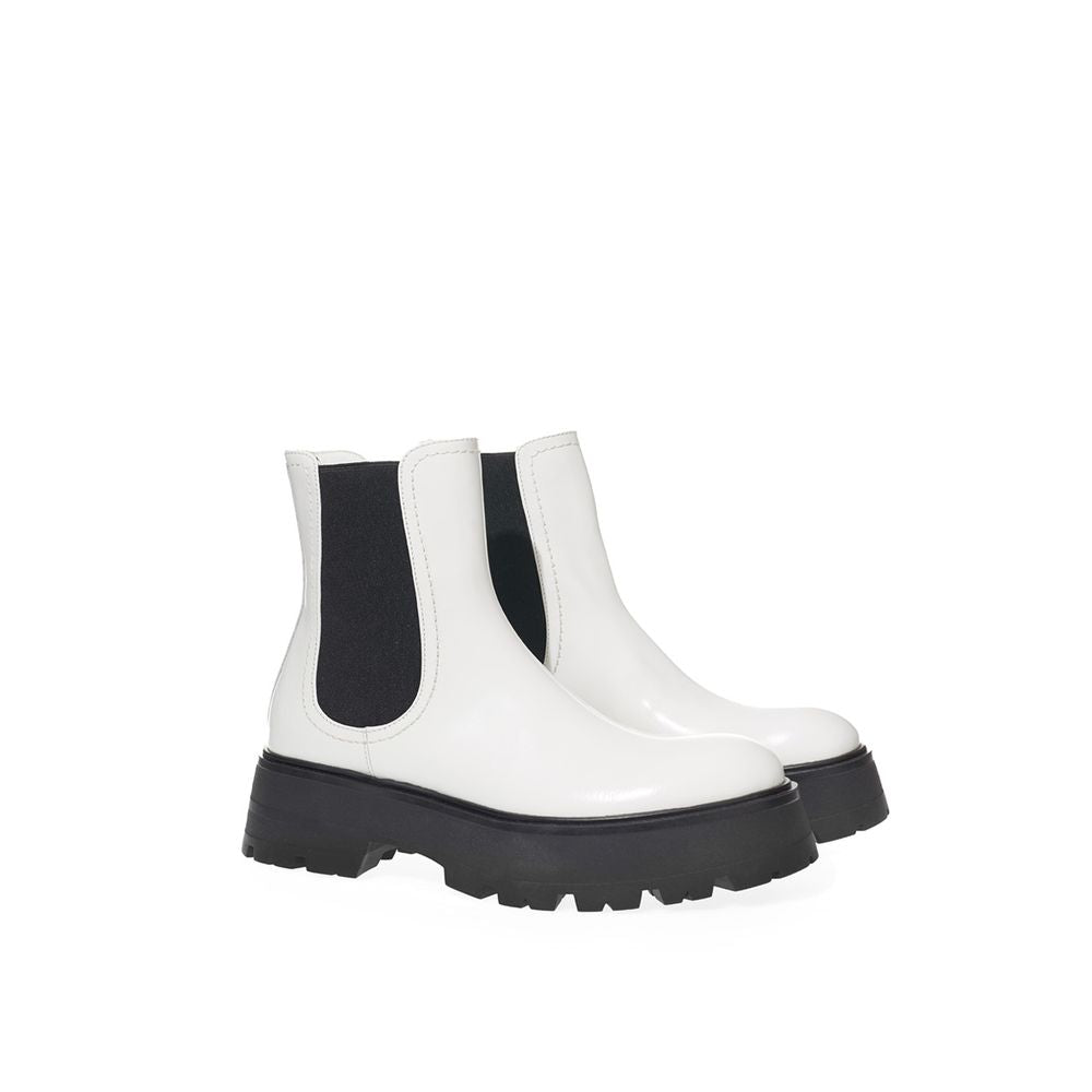 Bottes en cuir noir et blanc Alexander McQueen