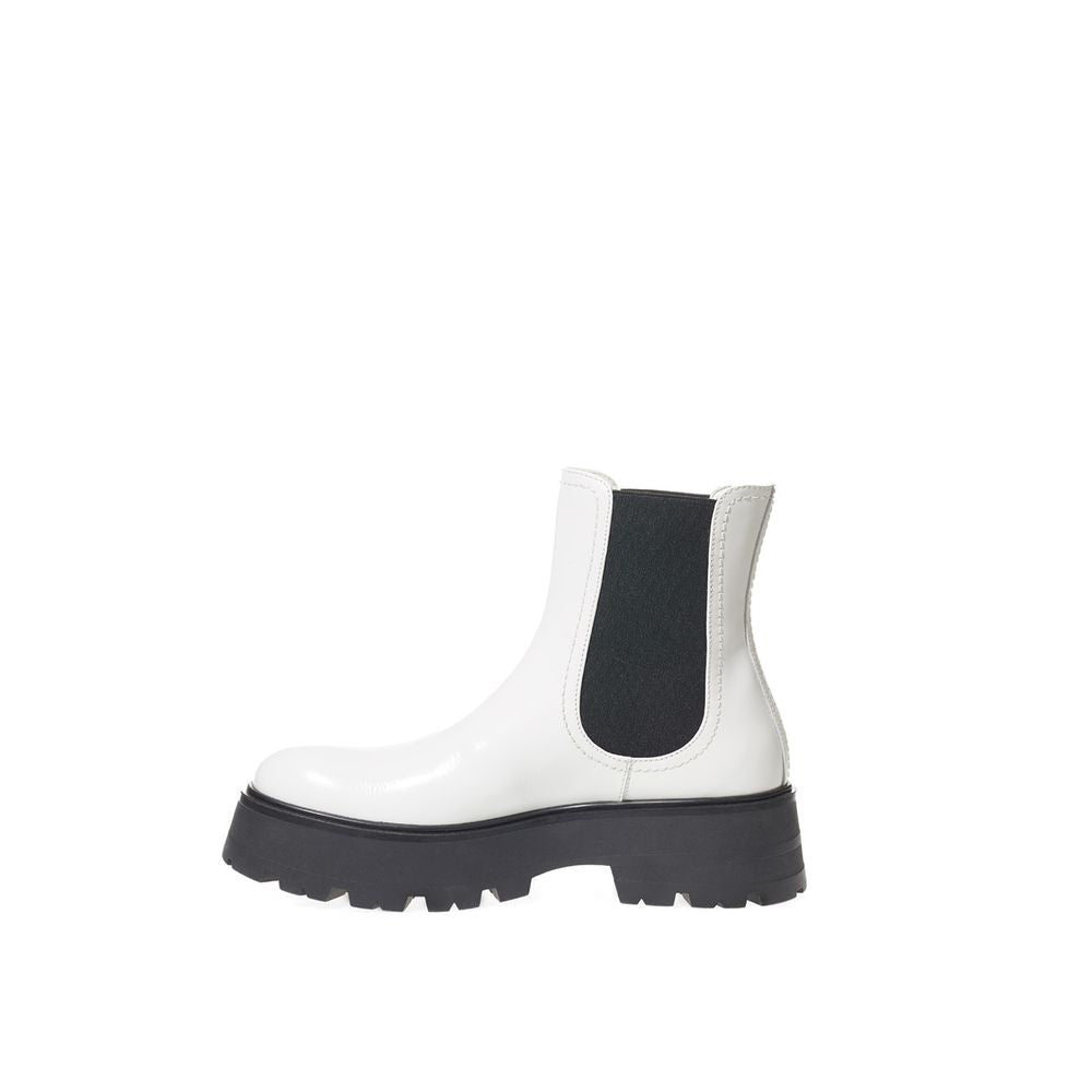 Bottes en cuir noir et blanc Alexander McQueen