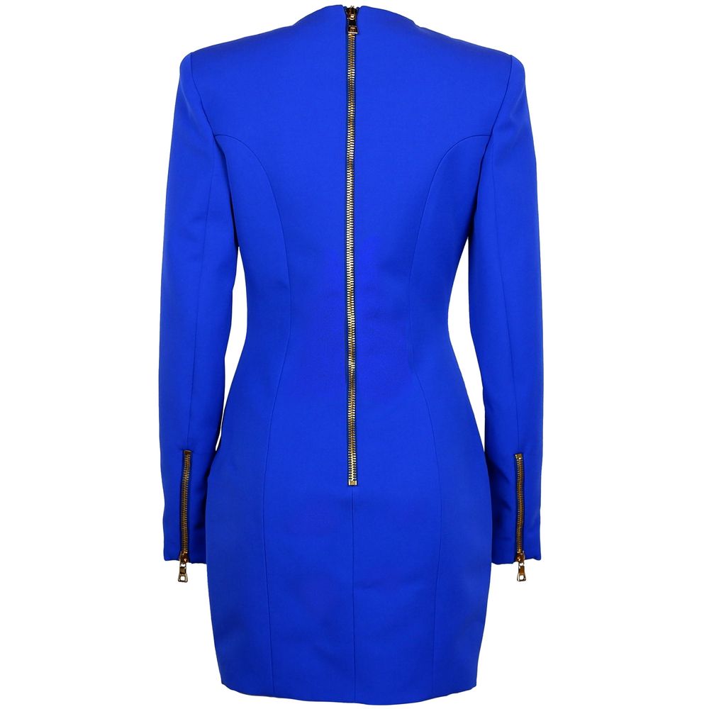 Robe en laine bleue Balmain