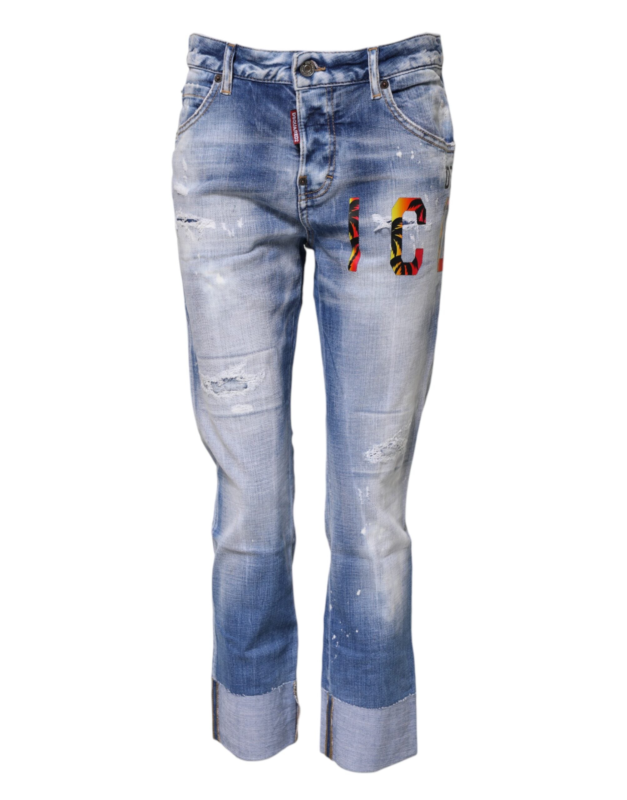 Jean skinny taille moyenne en coton délavé bleu Dsquared²