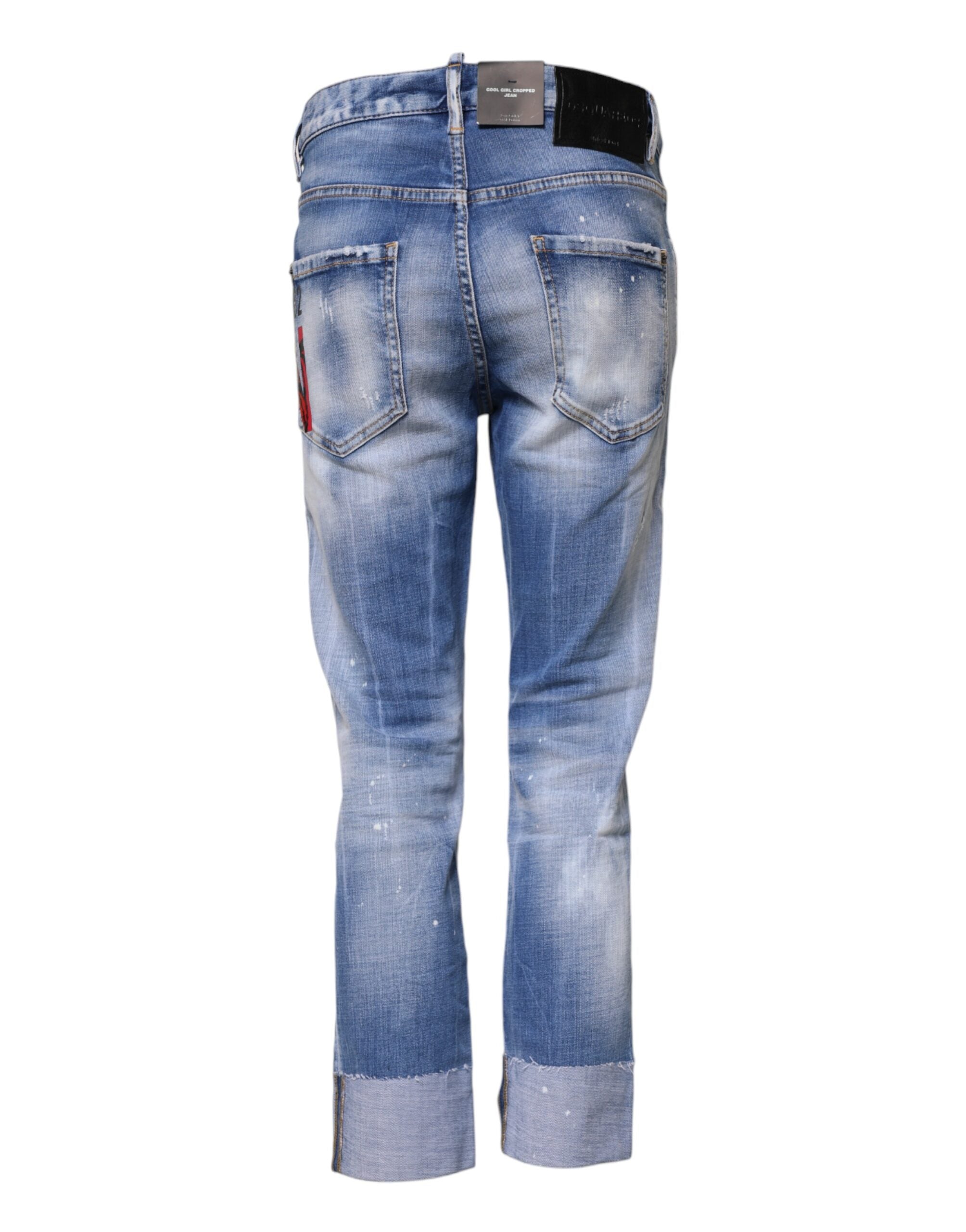 Jean skinny taille moyenne en coton délavé bleu Dsquared²