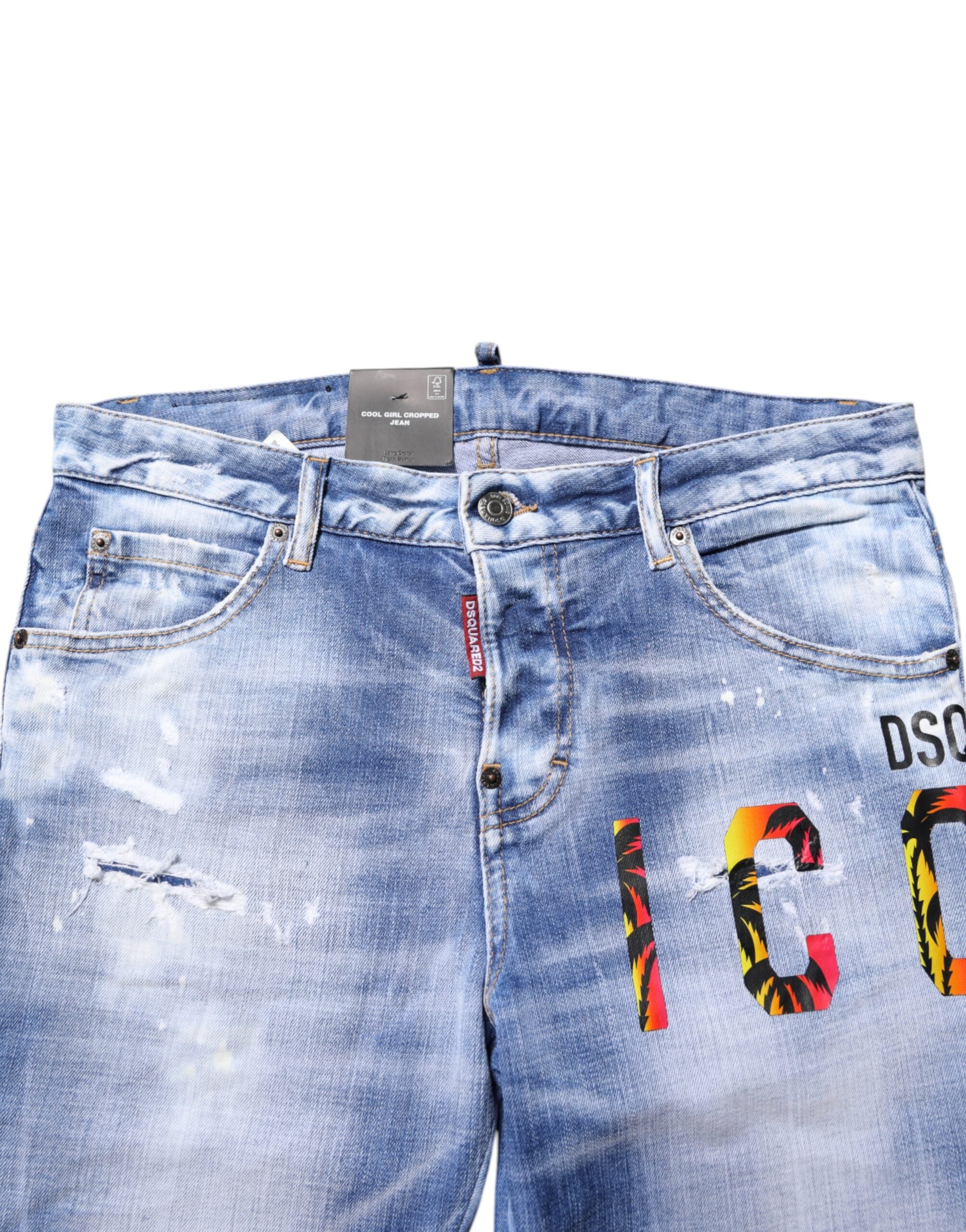 Jean skinny taille moyenne en coton délavé bleu Dsquared²