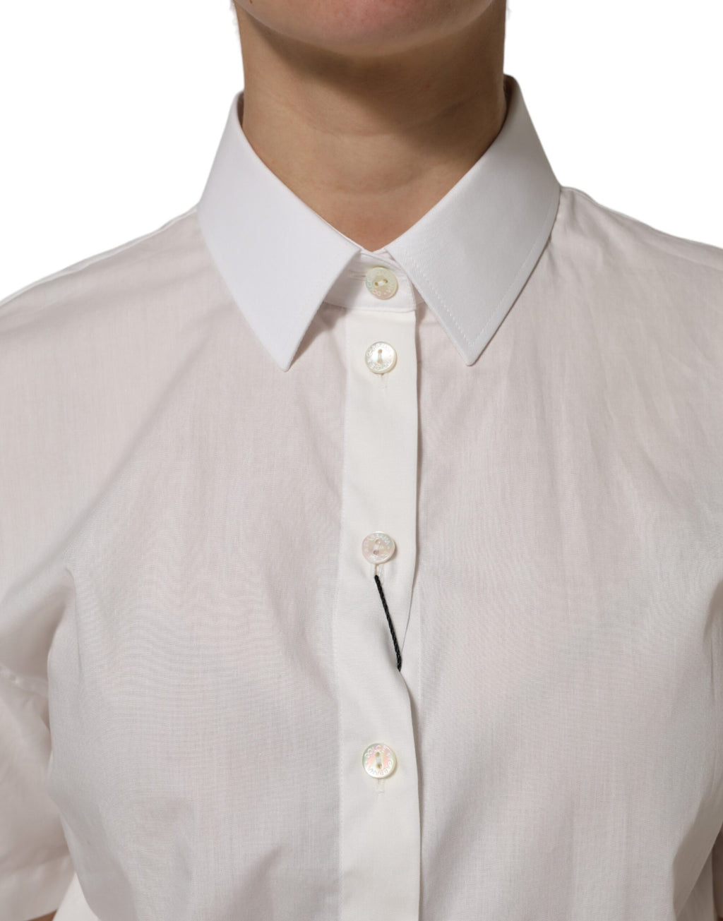 Chemise à col et manches courtes en coton blanc Dolce &amp; Gabbana