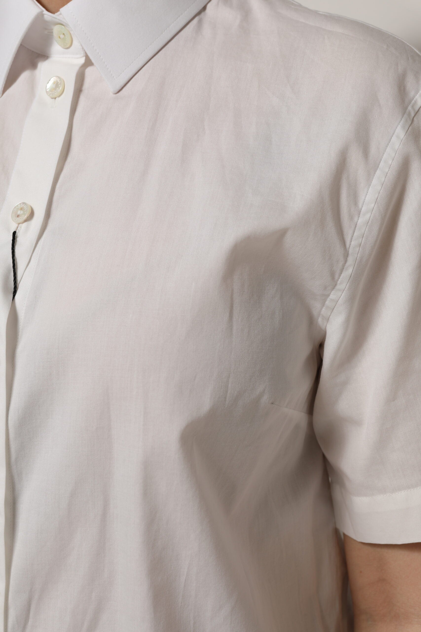 Chemise à col et manches courtes en coton blanc Dolce &amp; Gabbana