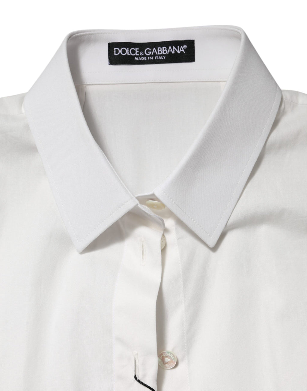 Chemise à col et manches courtes en coton blanc Dolce &amp; Gabbana