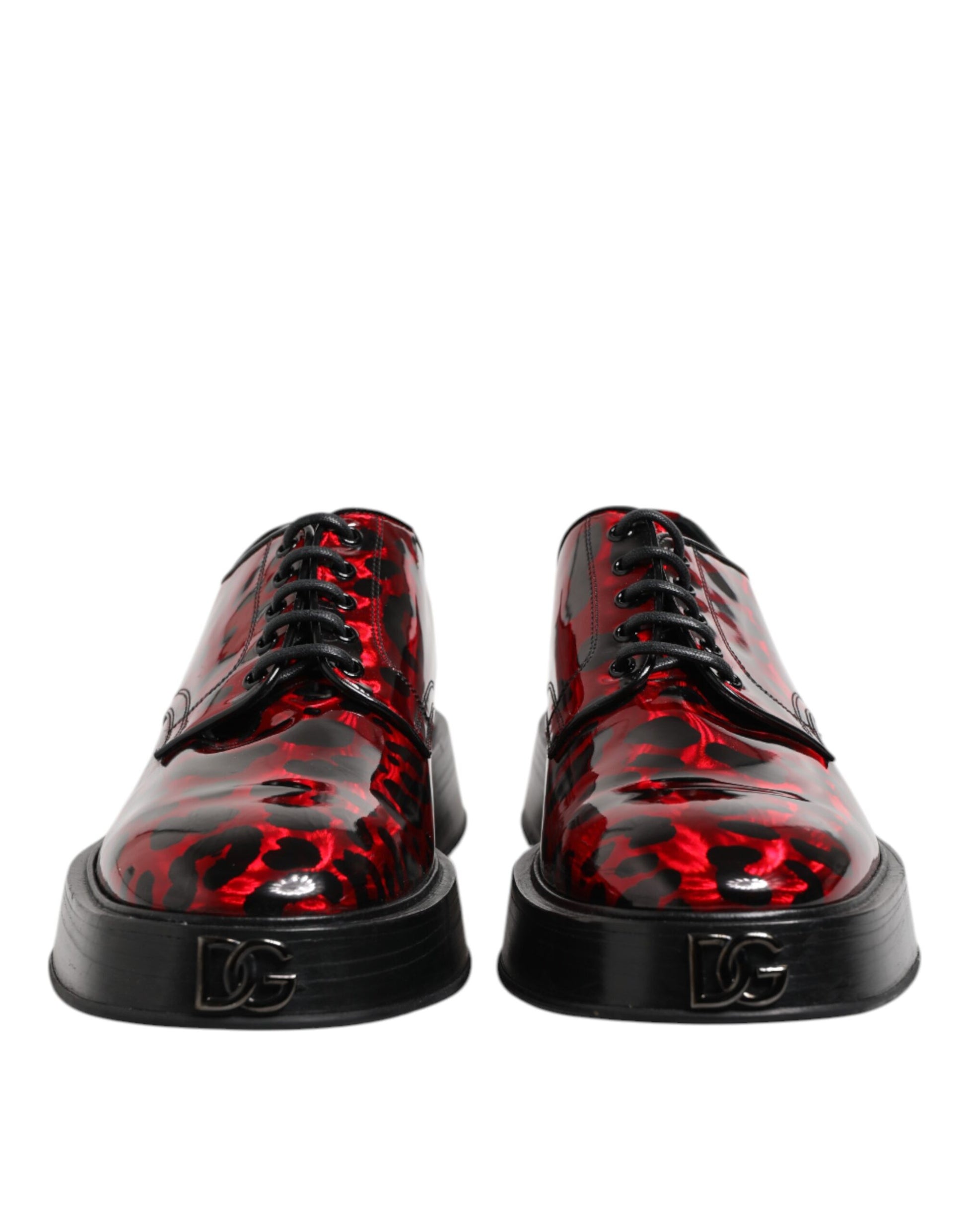 Chaussures habillées pour hommes Dolce &amp; Gabbana Derby léopard rouge