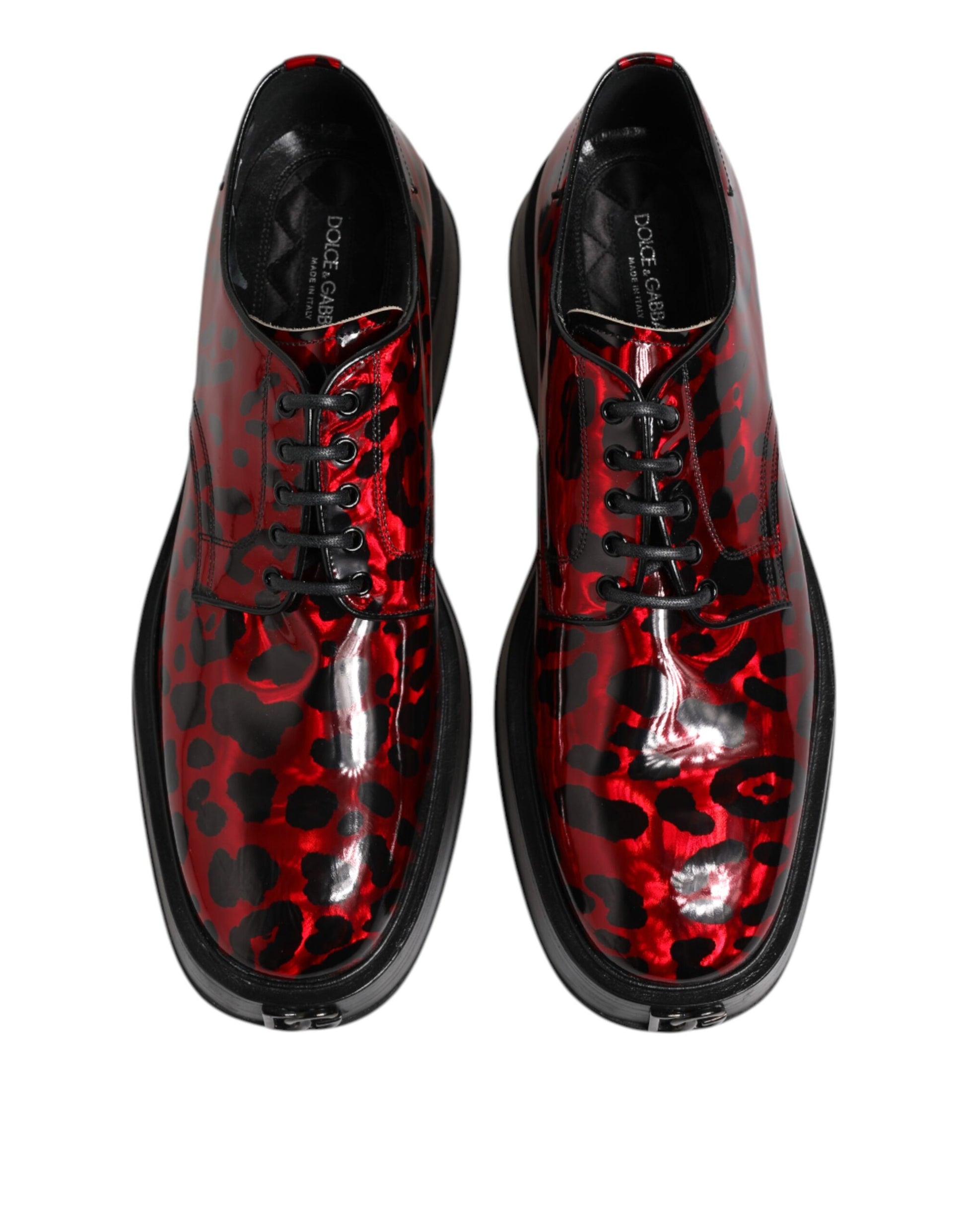 Chaussures habillées pour hommes Dolce &amp; Gabbana Derby léopard rouge