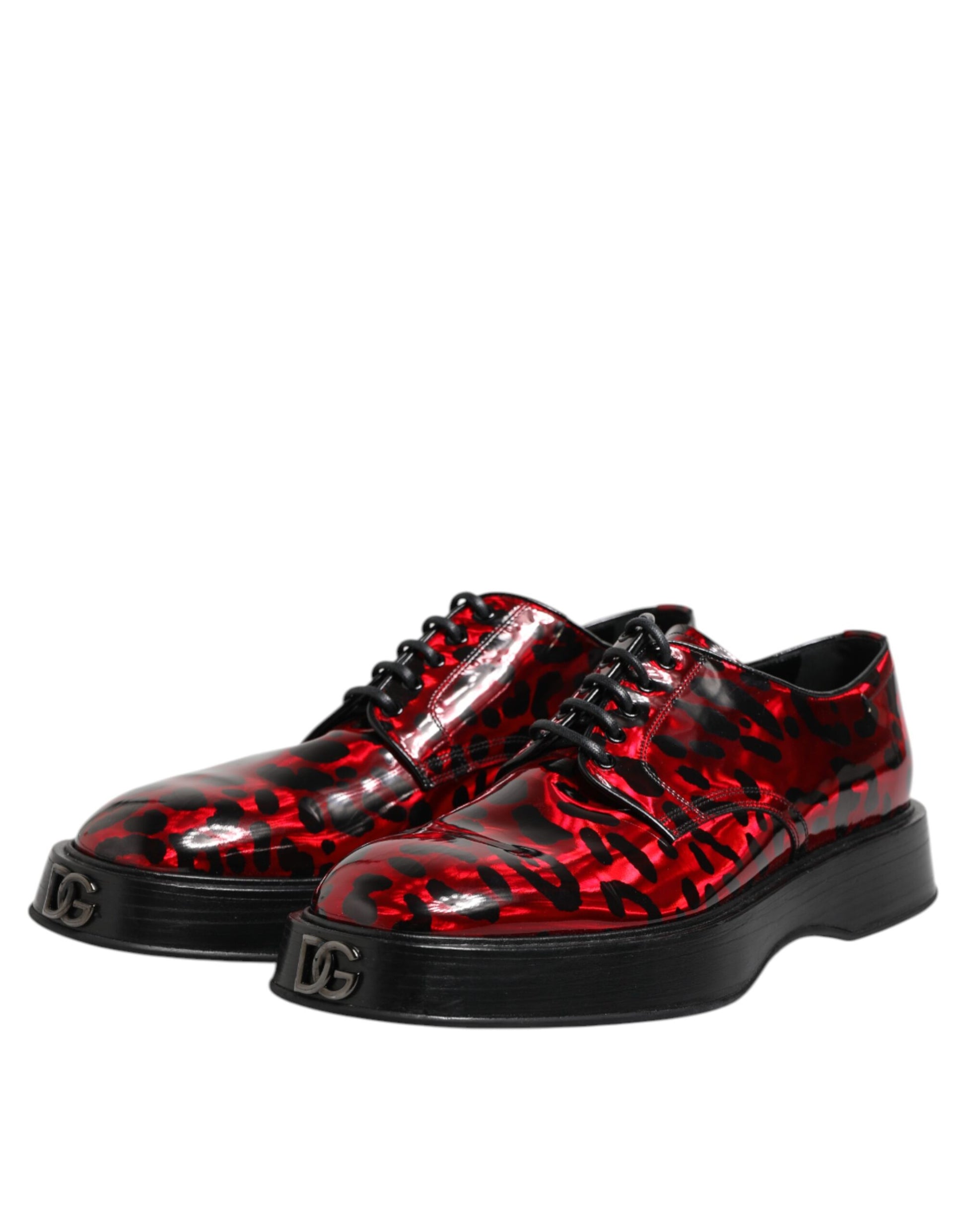 Chaussures habillées pour hommes Dolce &amp; Gabbana Derby léopard rouge