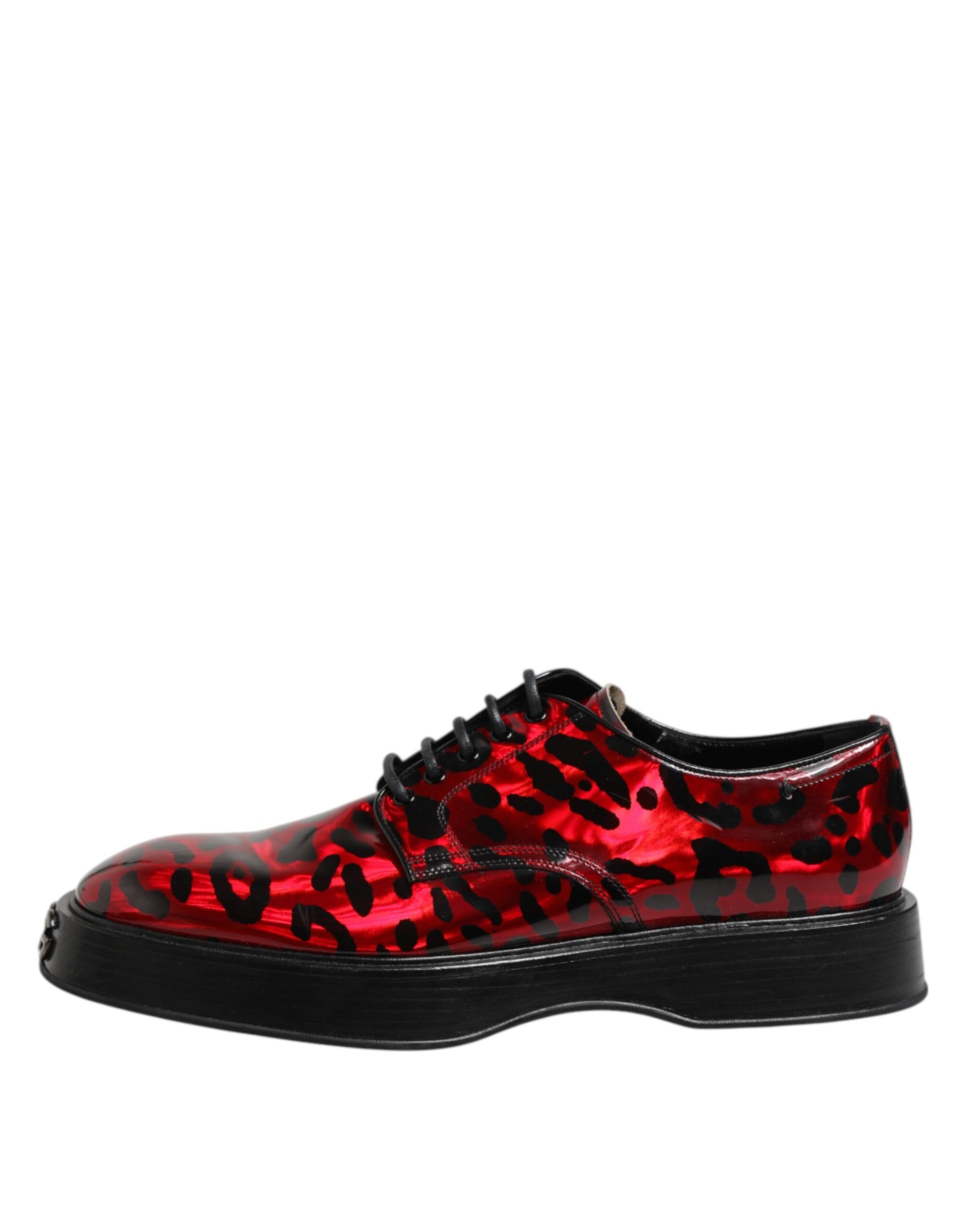 Chaussures habillées pour hommes Dolce &amp; Gabbana Derby léopard rouge