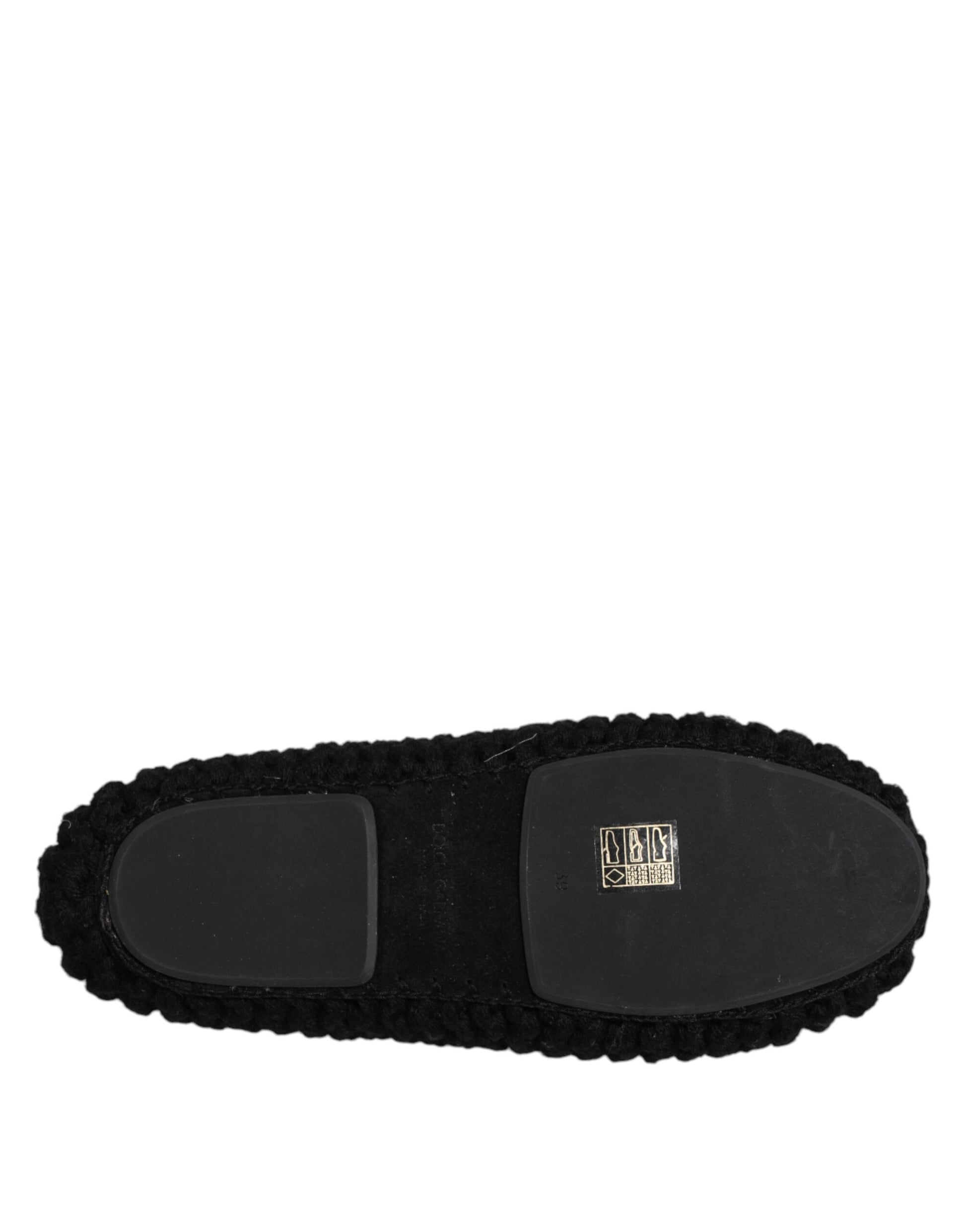 Ballerines plates à enfiler en laine noire Dolce &amp; Gabbana