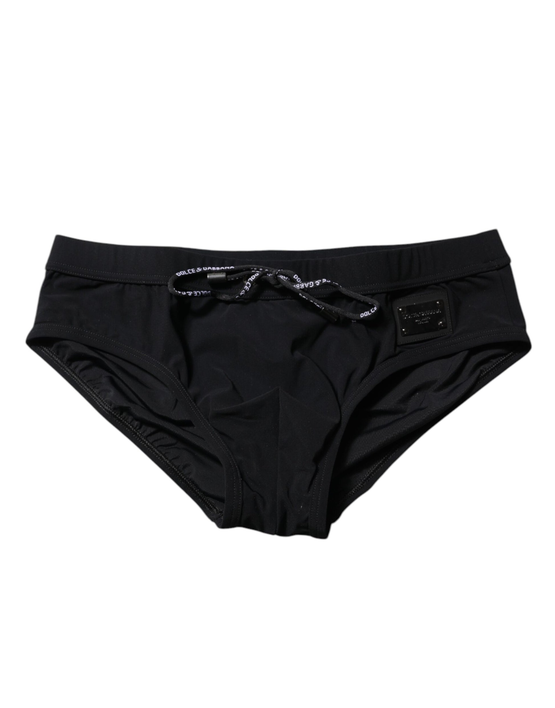 Maillot de bain slip de plage Dolce &amp; Gabbana avec plaque logo noire pour homme