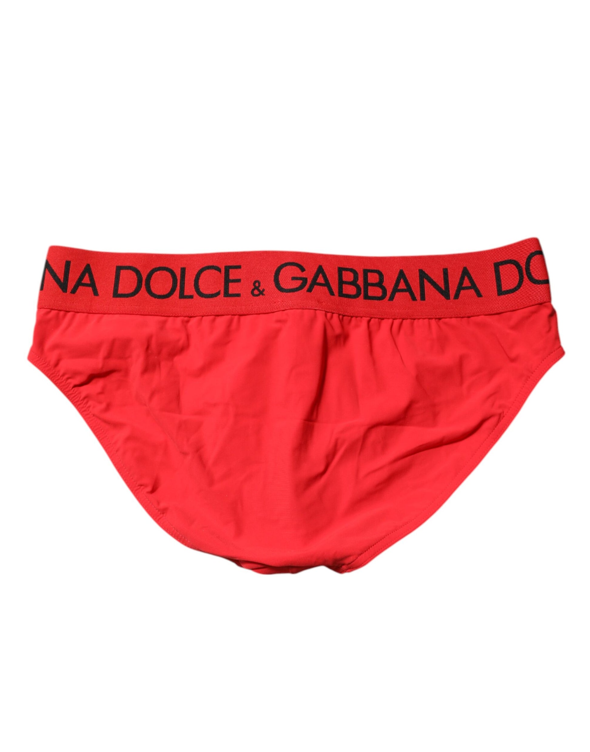 Maillot de bain slip de plage Dolce &amp; Gabbana avec logo rouge pour homme