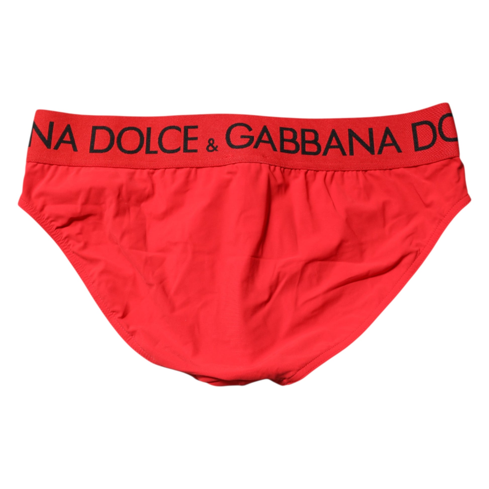 Maillot de bain slip de plage Dolce &amp; Gabbana avec logo rouge pour homme