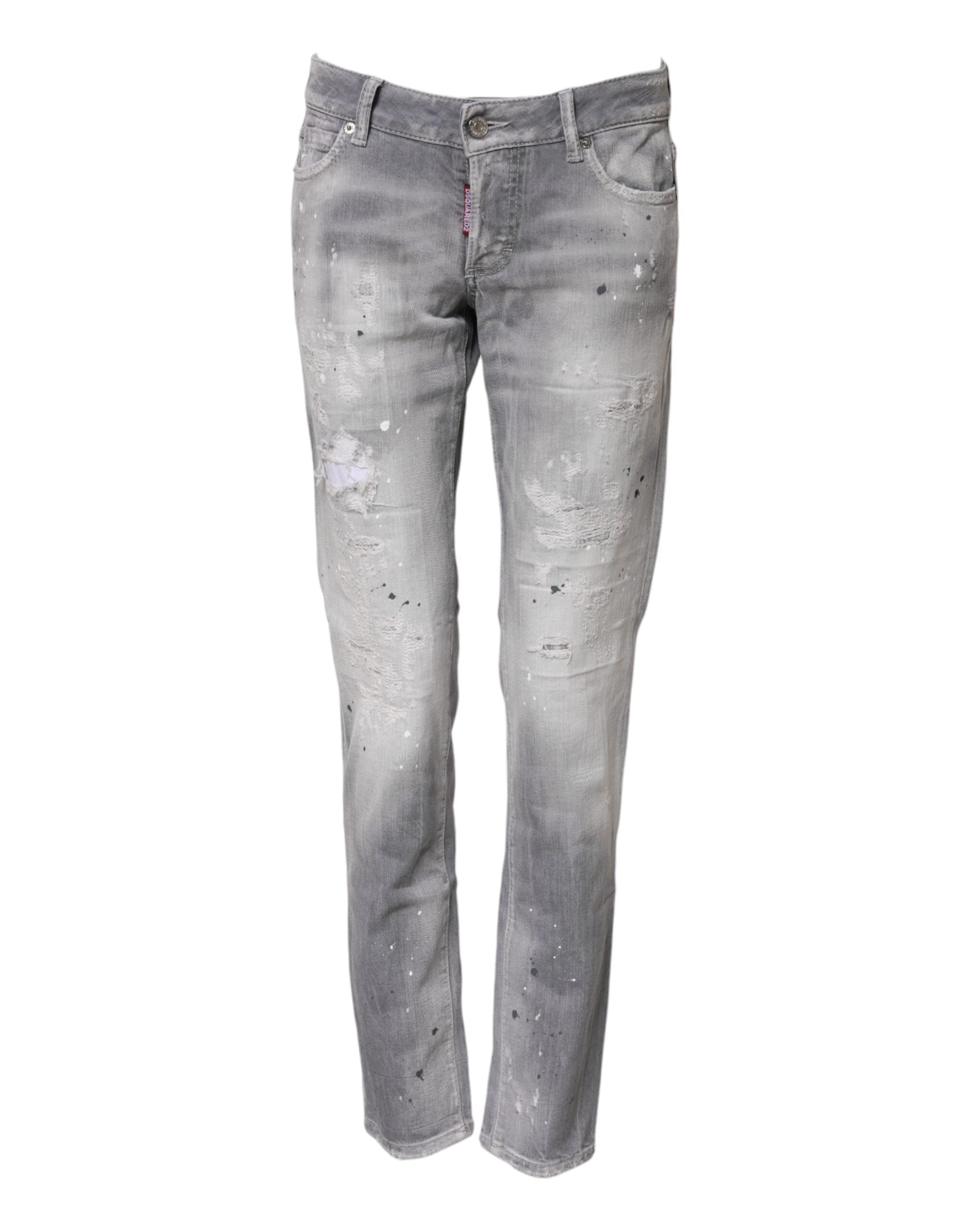 Jean fuselé taille moyenne gris délavé Dsquared²