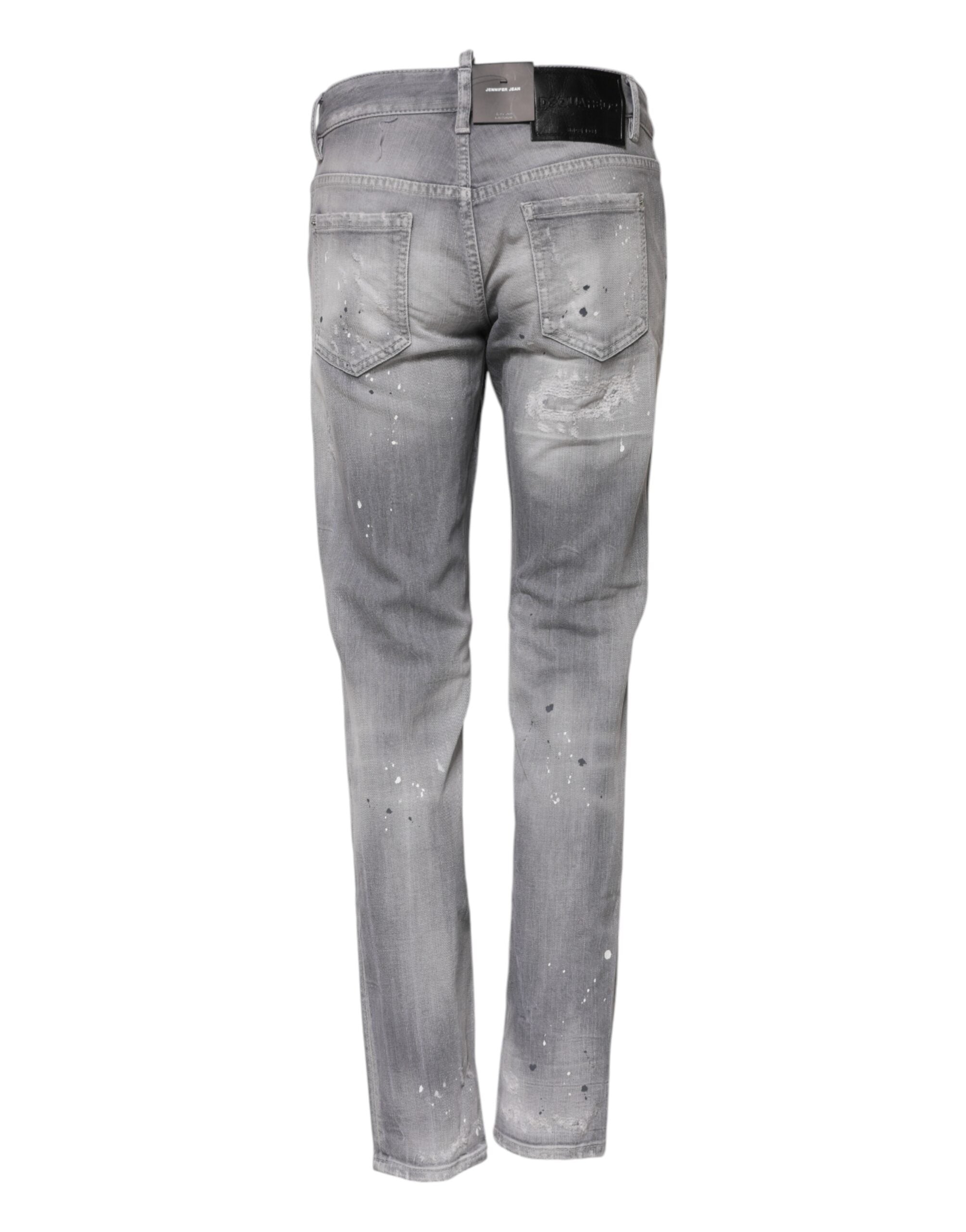 Jean fuselé taille moyenne gris délavé Dsquared²