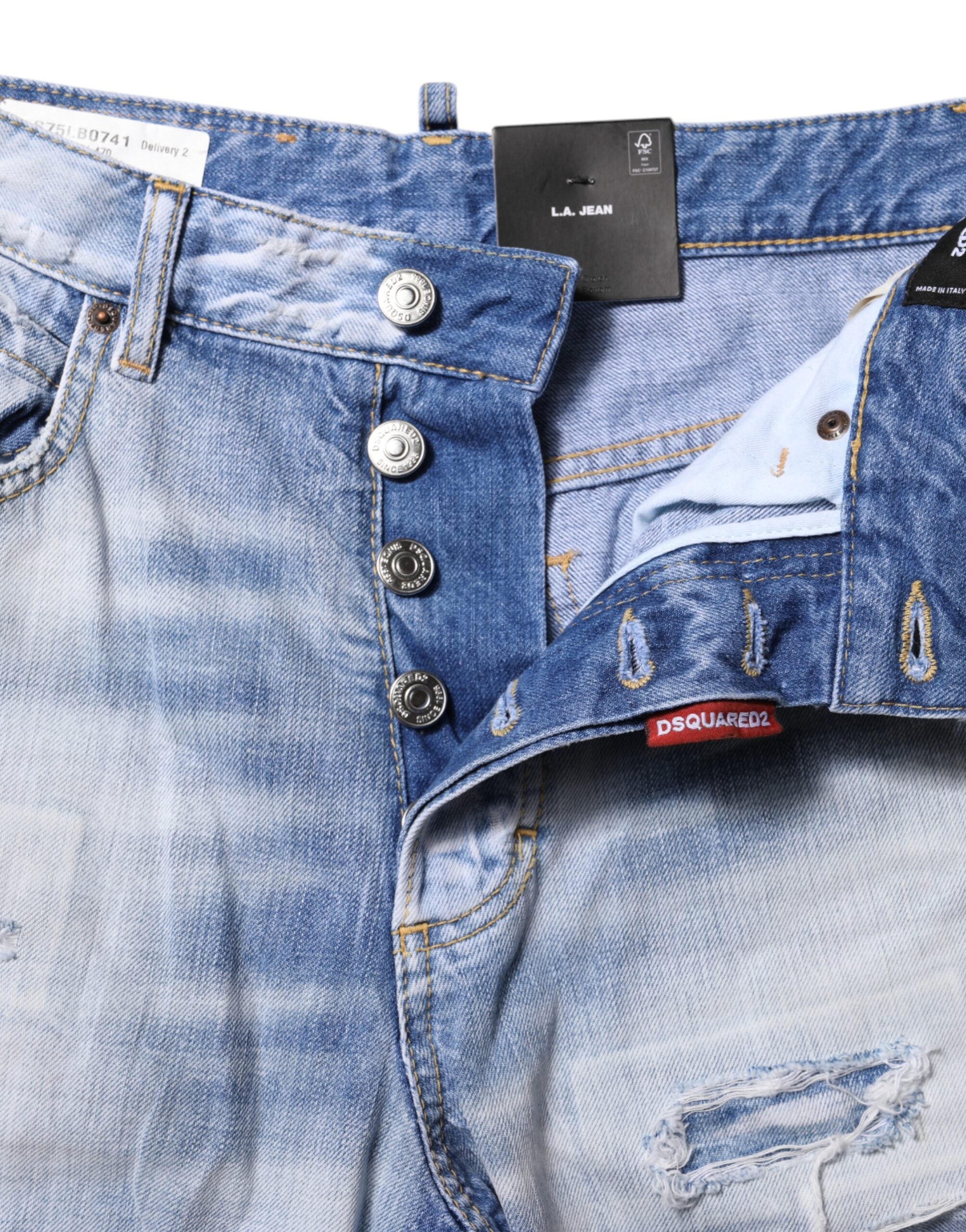 Jean large taille haute bleu délavé Dsquared²