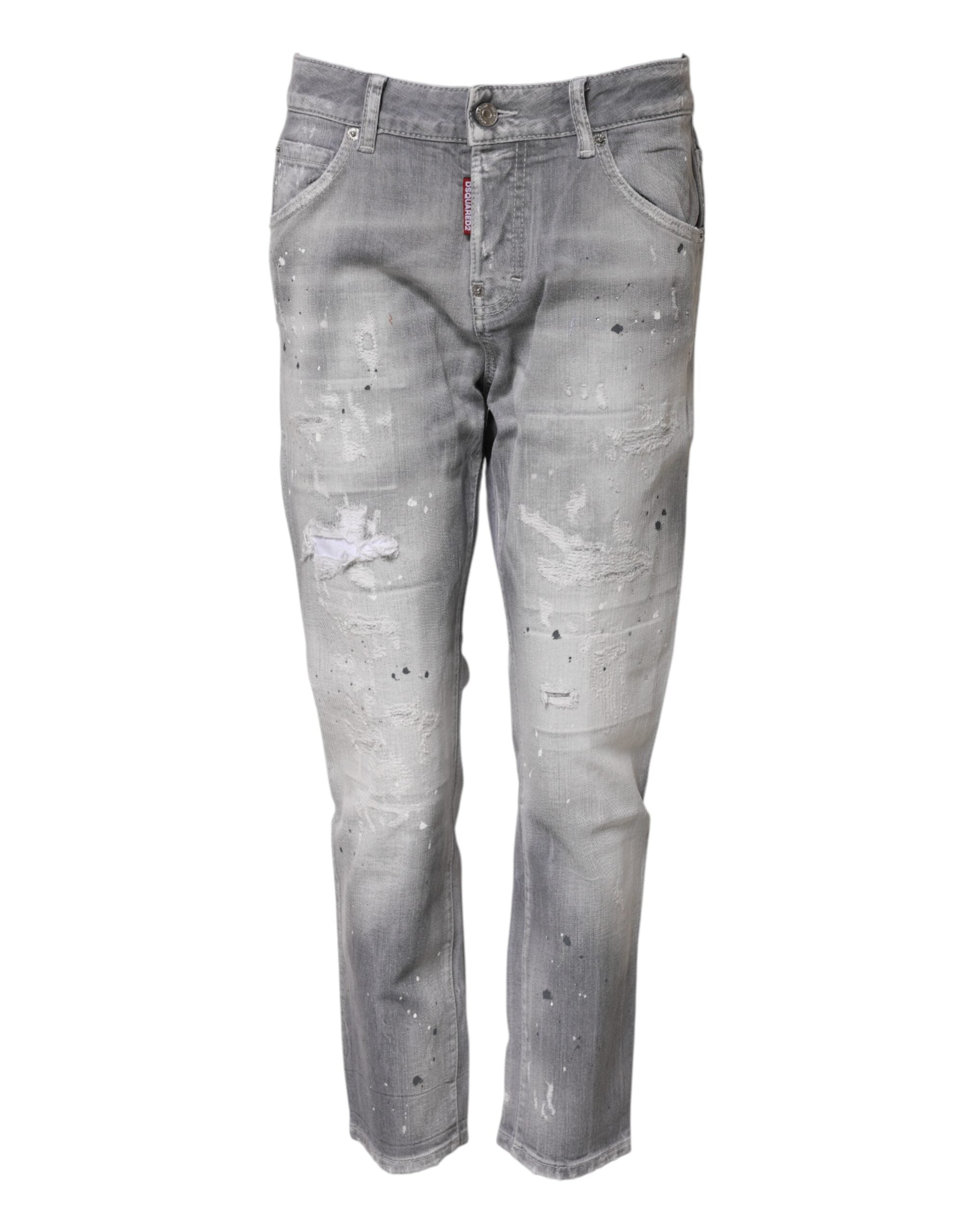 Jean fuselé taille moyenne gris délavé Dsquared²