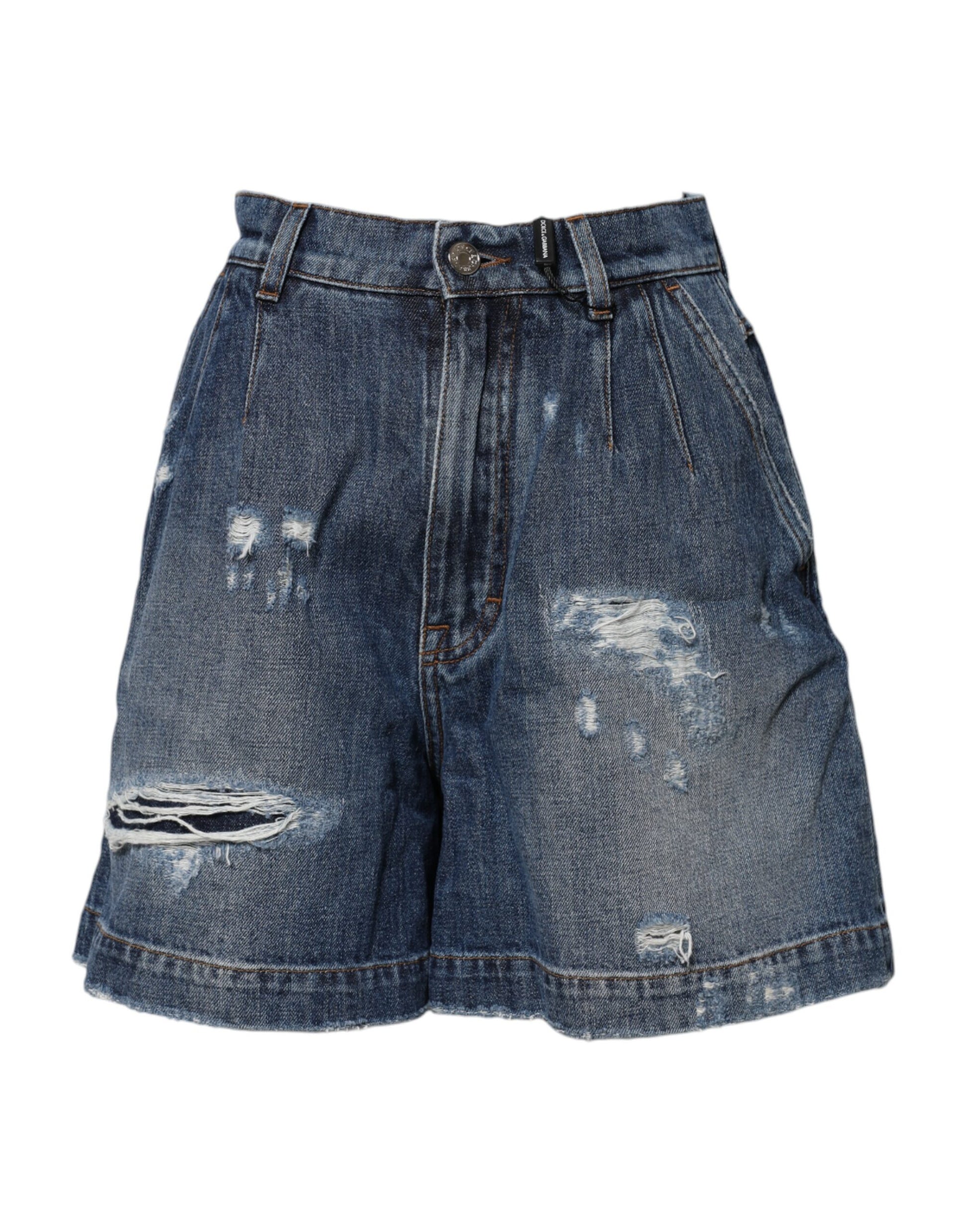 Bermuda en denim bleu déchiré en coton Dolce &amp; Gabbana