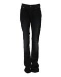 Jean fuselé taille moyenne en coton noir John Galliano