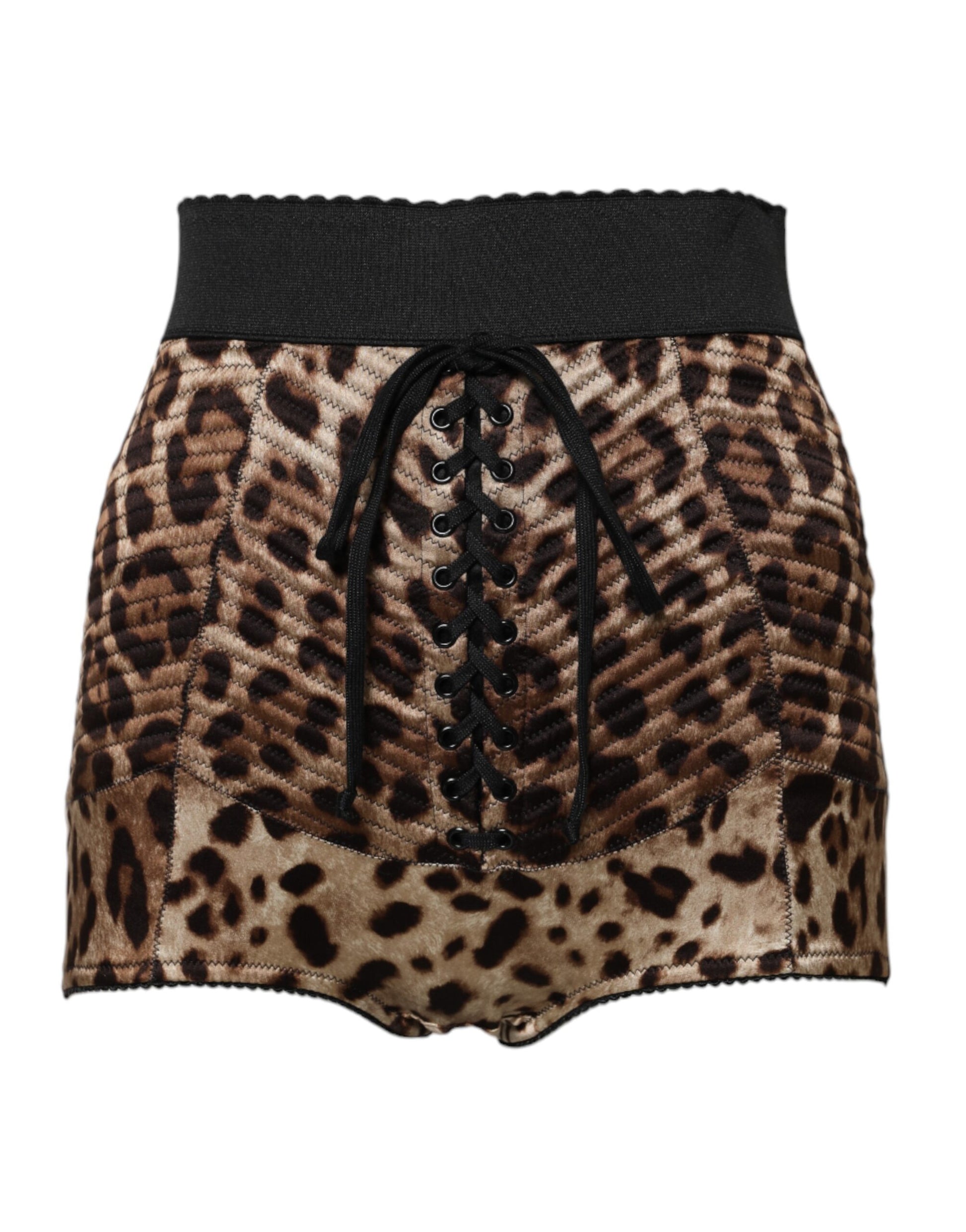 Short taille haute à imprimé léopard marron Dolce &amp; Gabbana