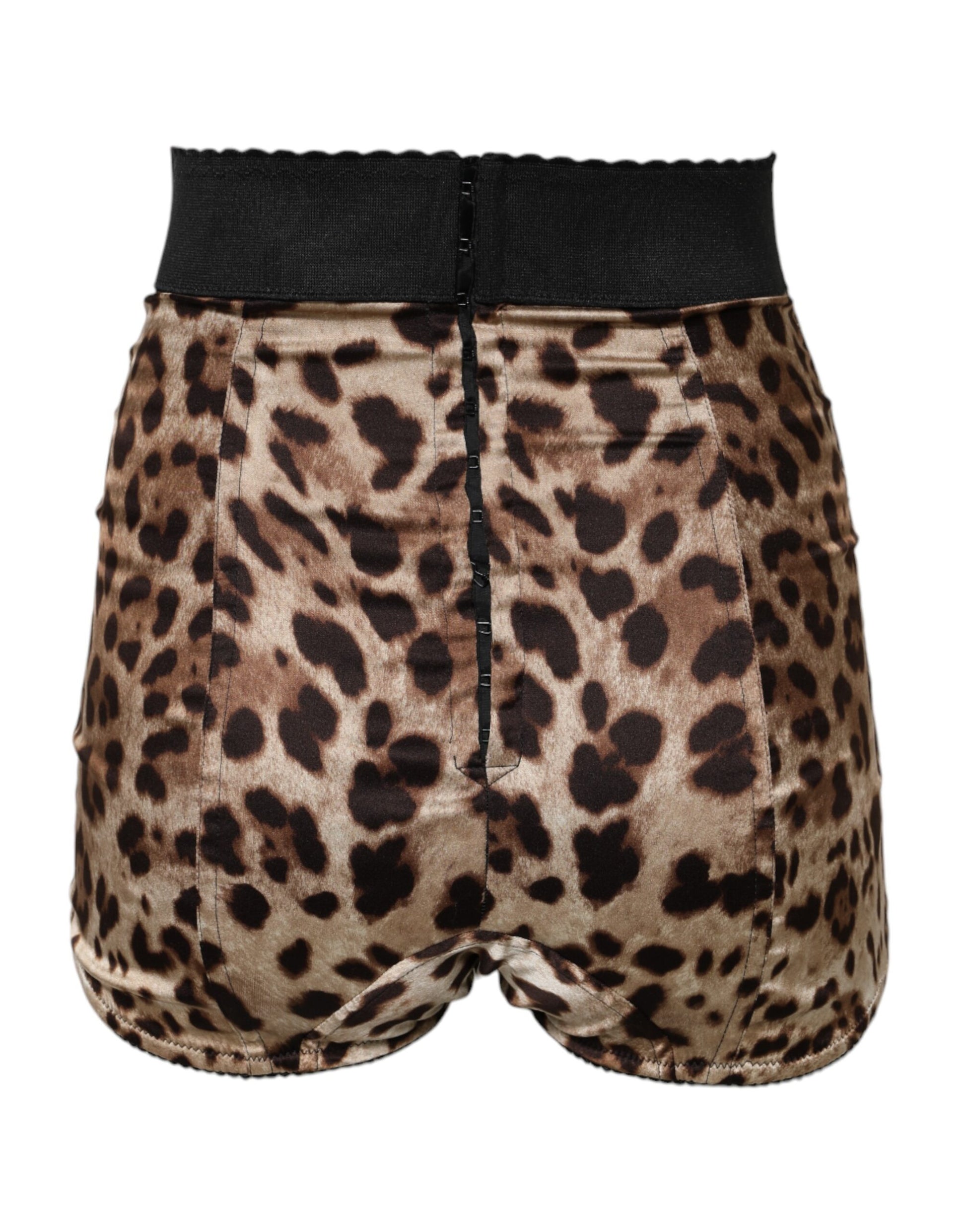 Short taille haute à imprimé léopard marron Dolce &amp; Gabbana